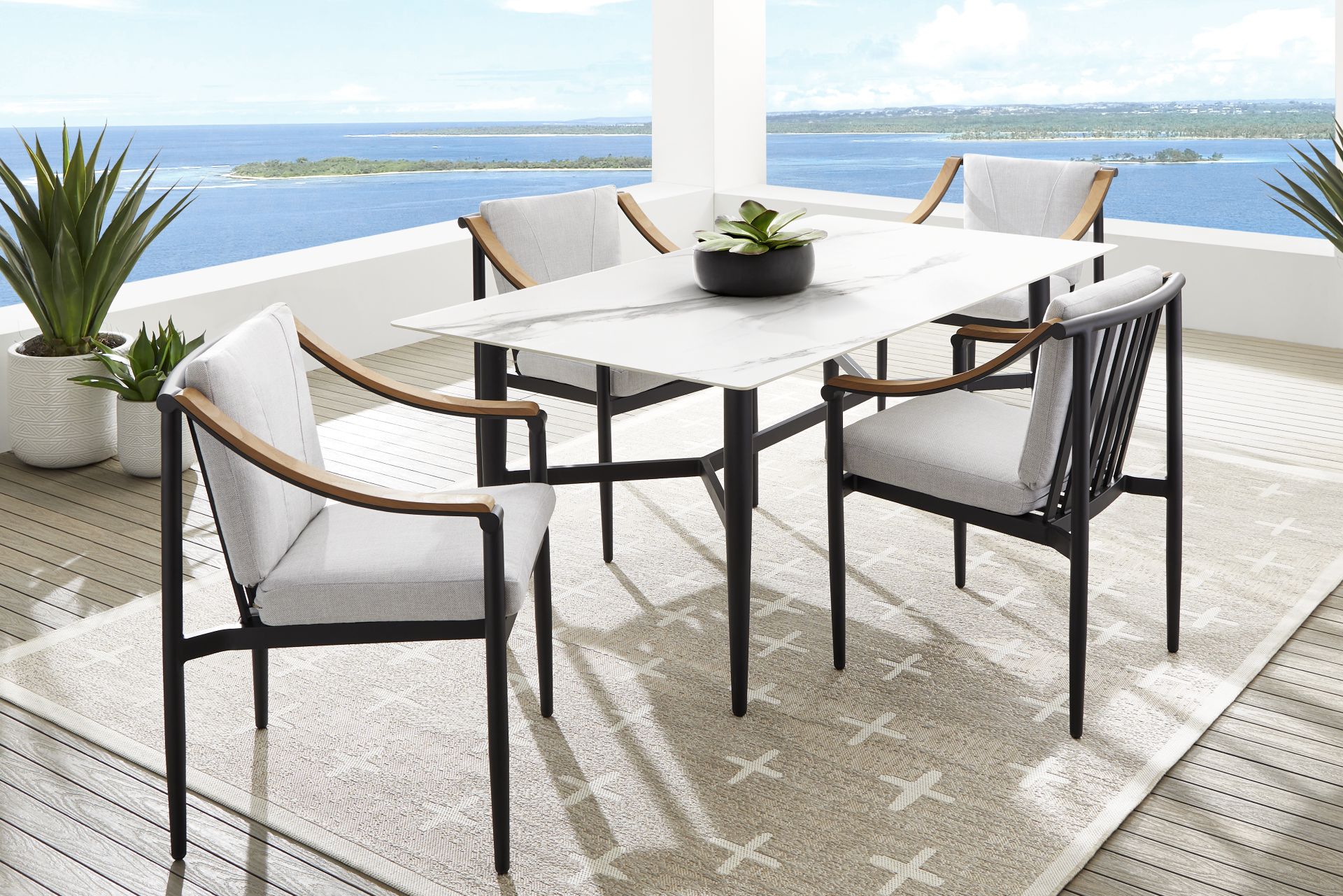 Harlowe Black Rectangle Outdoor Dining Table - Image 2