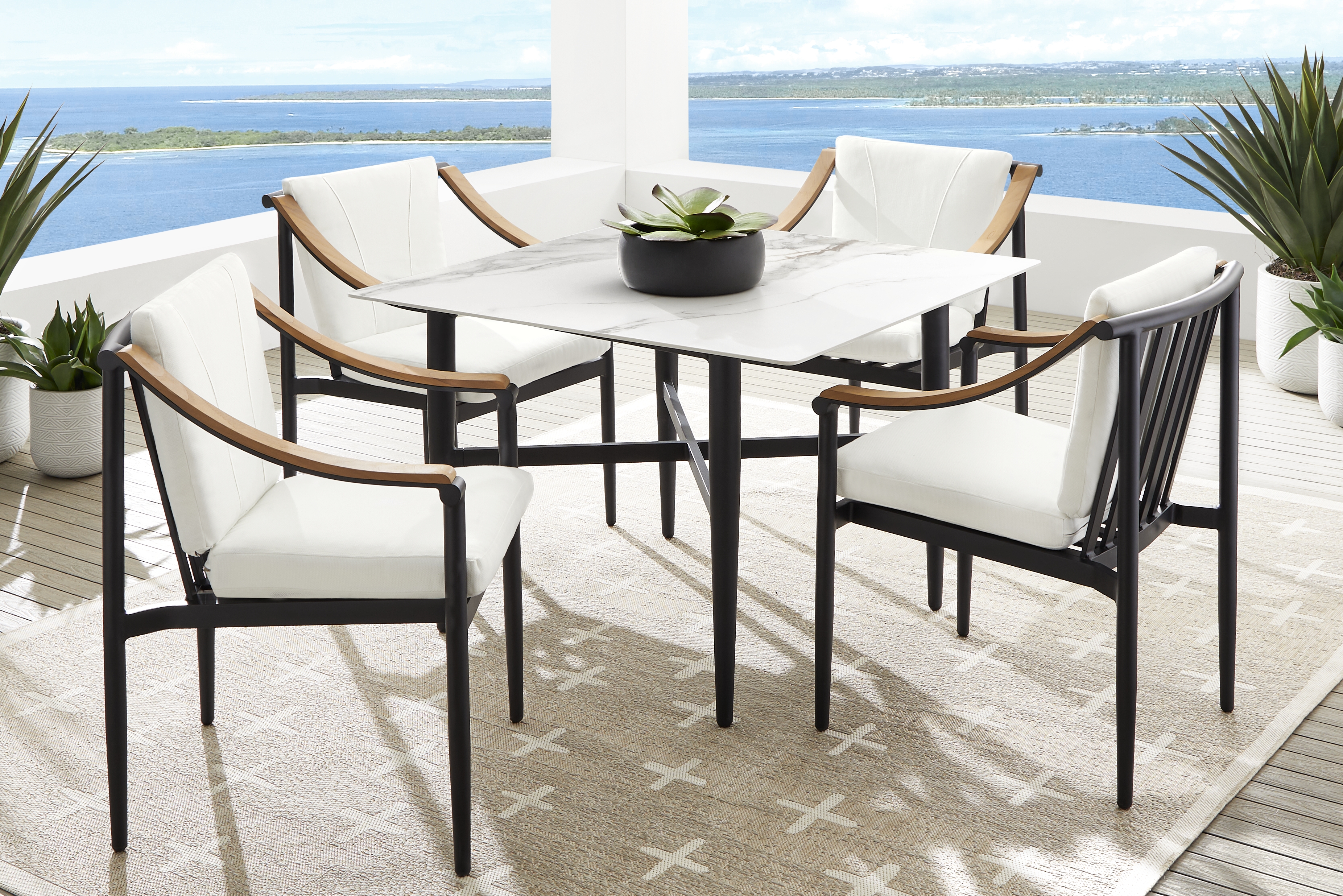 Harlowe Black Square Outdoor Dining Table - Thumbnail - Image 2