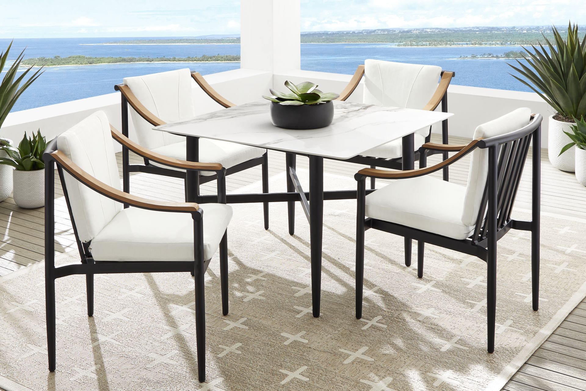 Harlowe Black Square Outdoor Dining Table - Image 2