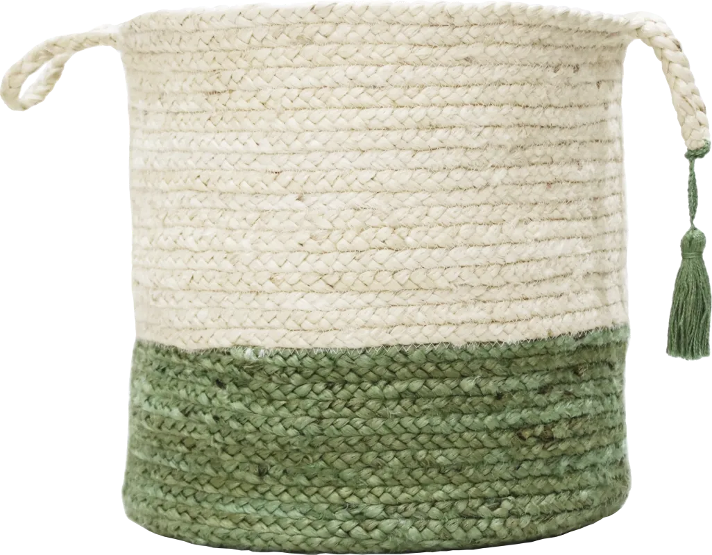 Ruven White/Green 19 in. Basket