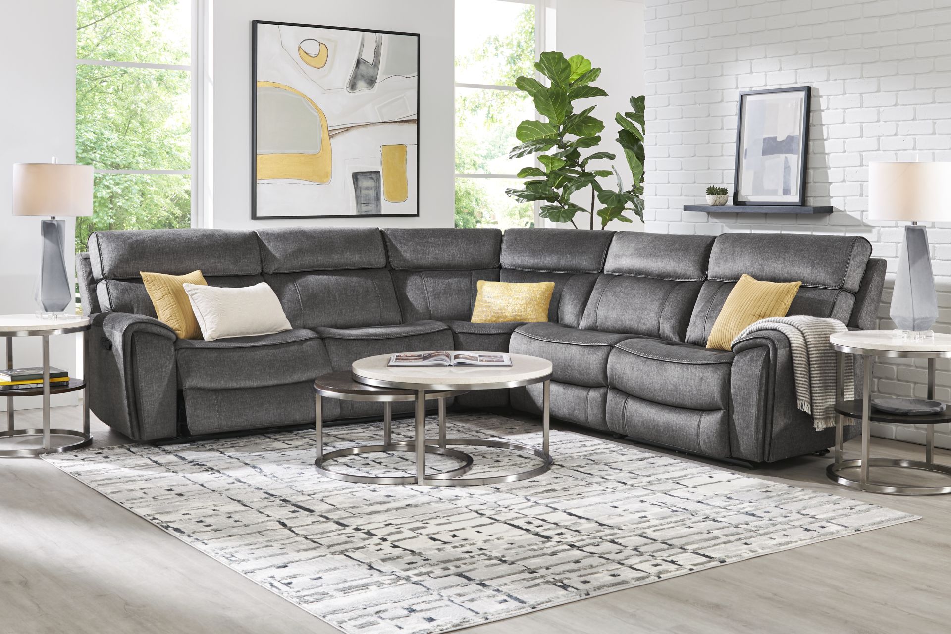 Bradshaw Place Dark Gray 5 Pc Reclining Sectional - Image 2