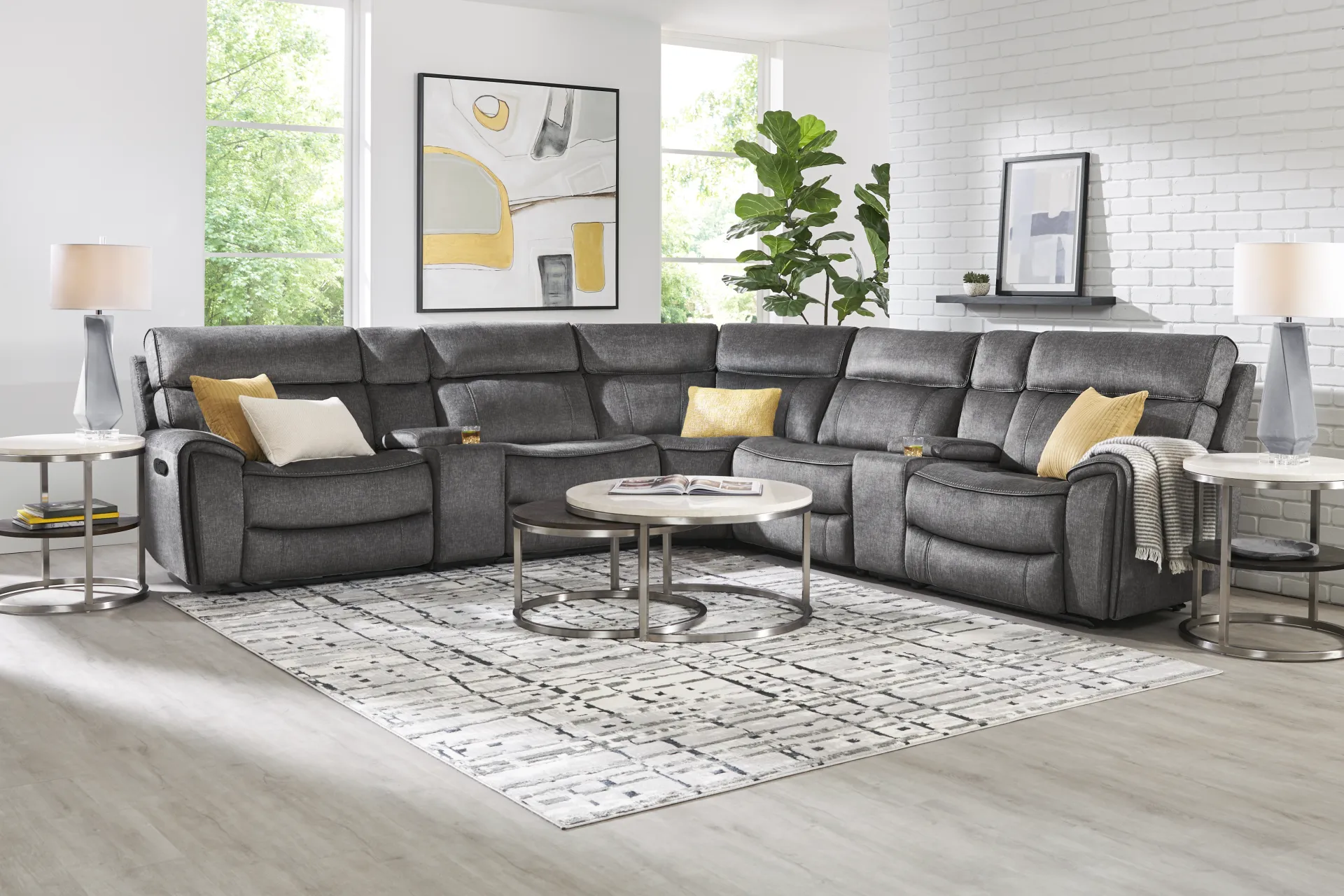 Bradshaw Place Dark Gray 7 Pc Reclining Sectional - Image 1