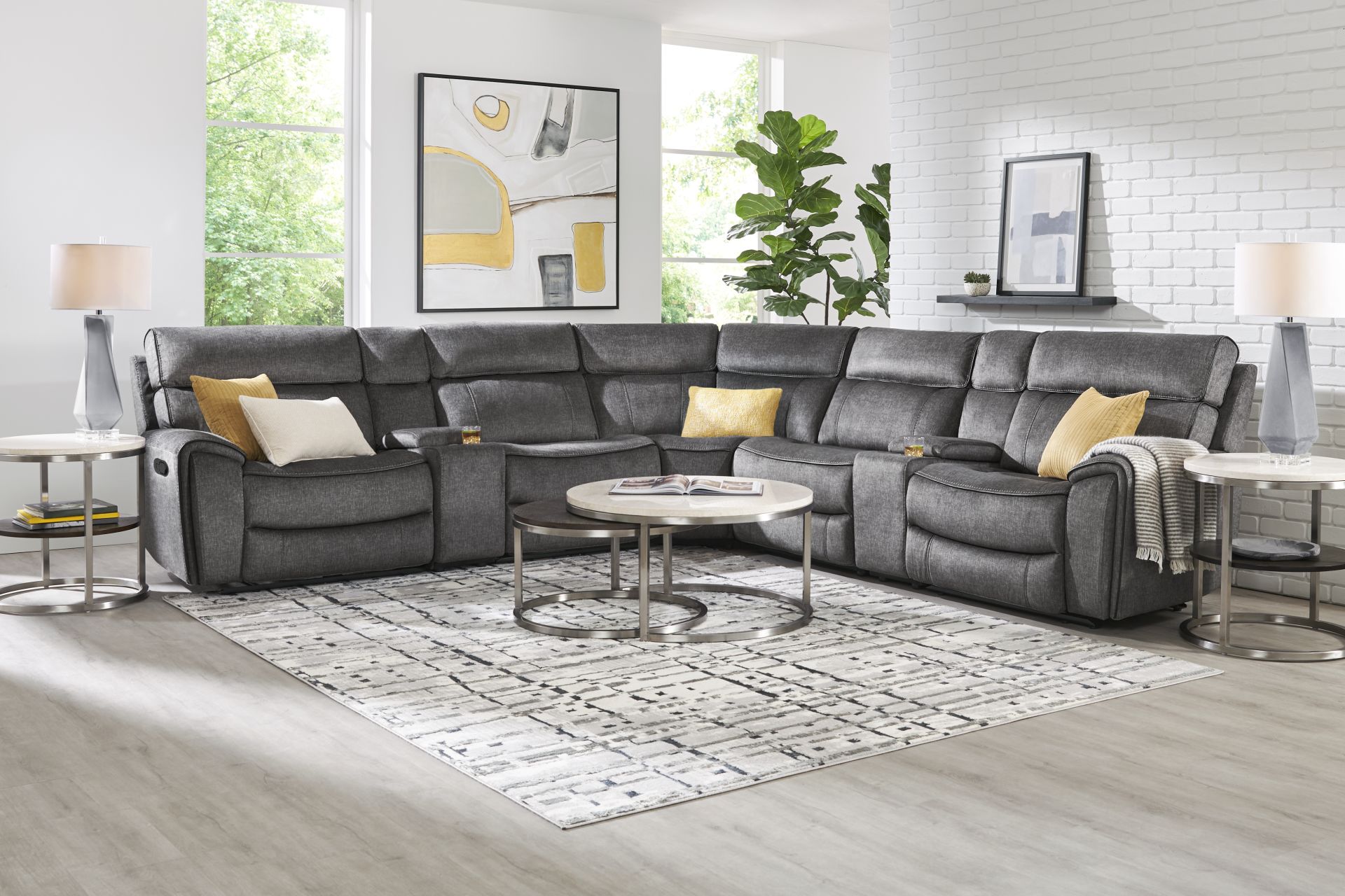 Bradshaw Place Dark Gray 7 Pc Reclining Sectional - Image 2