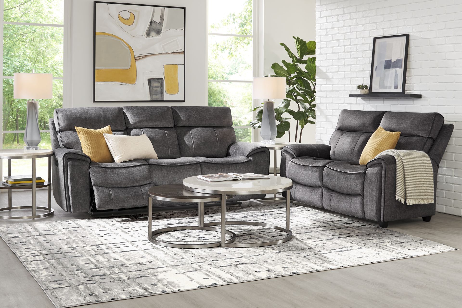 Bradshaw Place Dark Gray 5 Pc Living Room with Reclining Sofa - Image 1