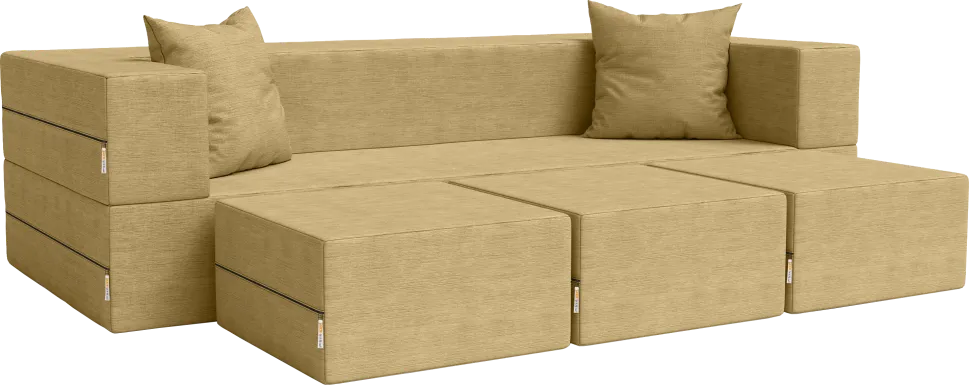 Kids Alfy Camel Sofa & Ottomans, Set of 4