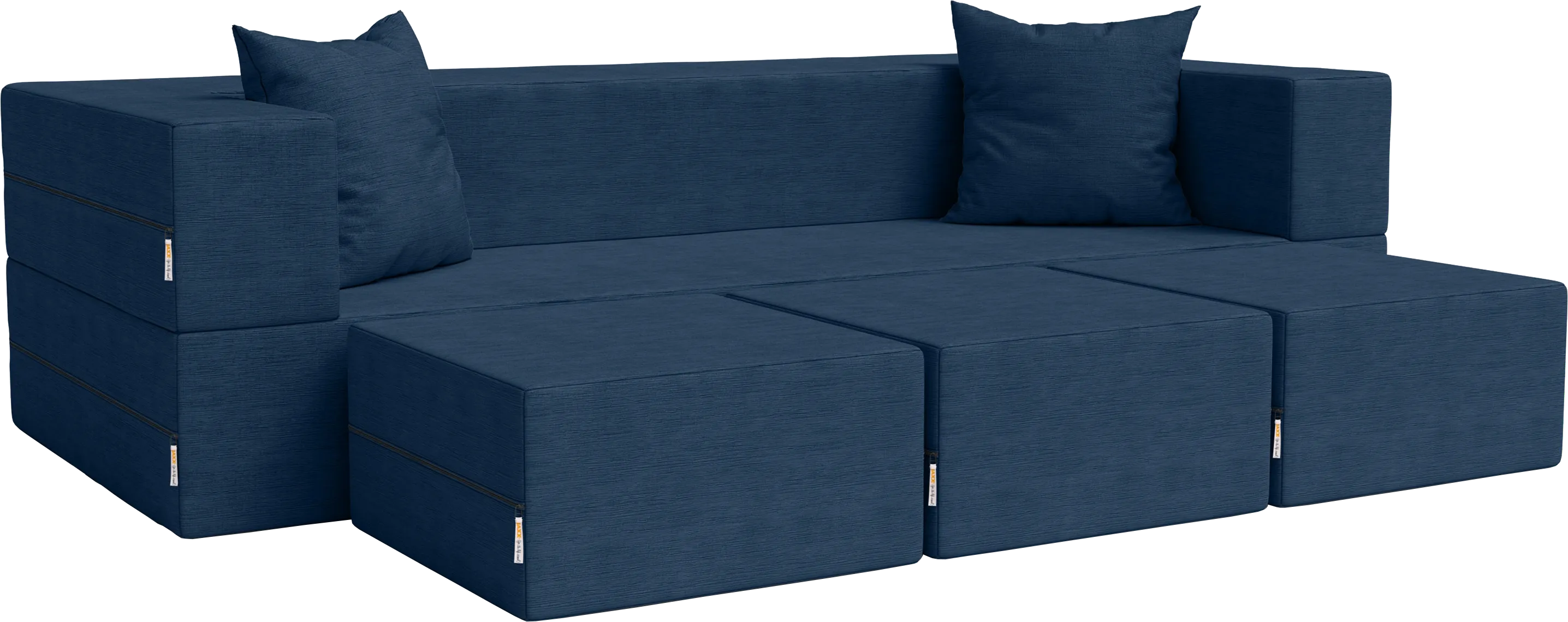 Kids Alfy Indigo Sofa & Ottomans, Set of 4 - Thumbnail - Image 1