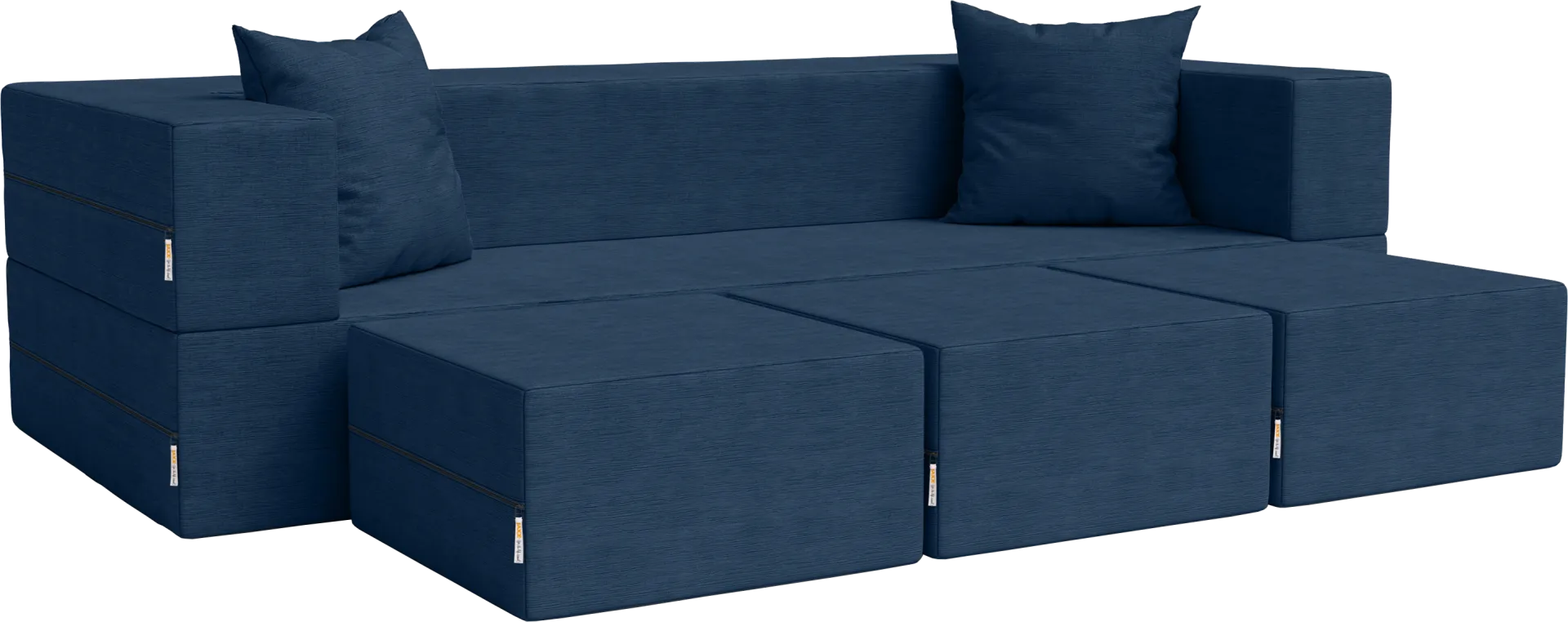 Kids Alfy Indigo Sofa & Ottomans, Set of 4 - Image 1