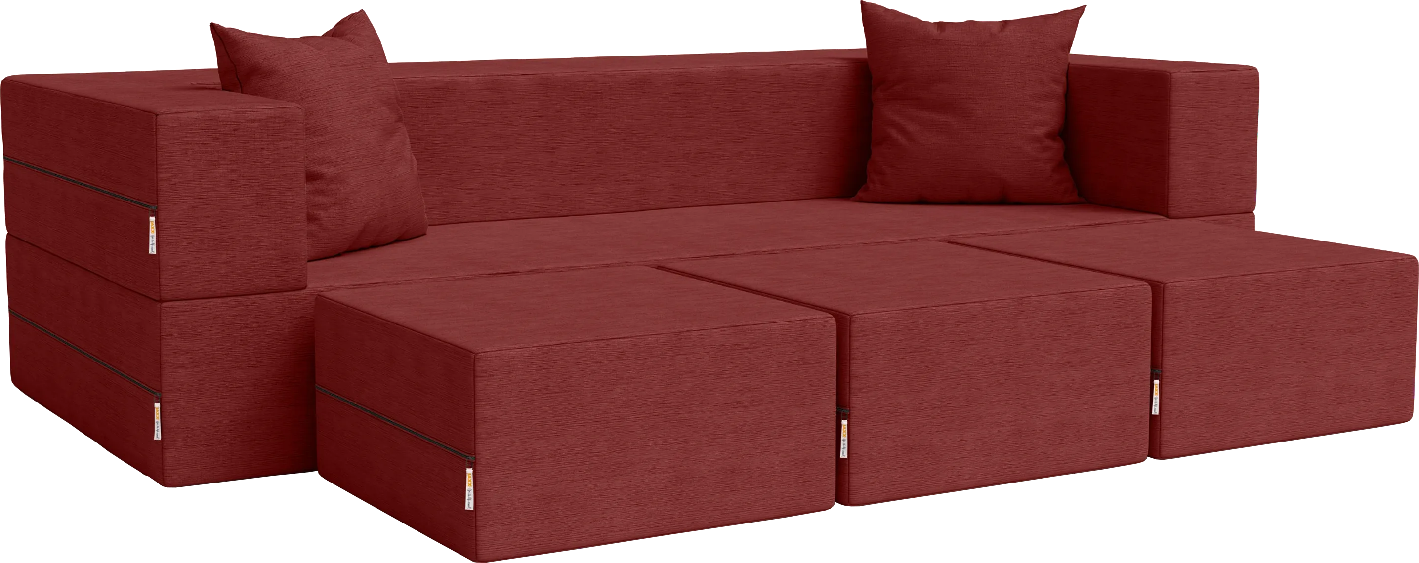 Kids Alfy Red Sofa & Ottomans, Set of 4 - Thumbnail - Image 1