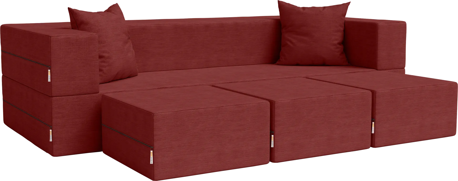 Kids Alfy Red Sofa & Ottomans, Set of 4 - Image 1