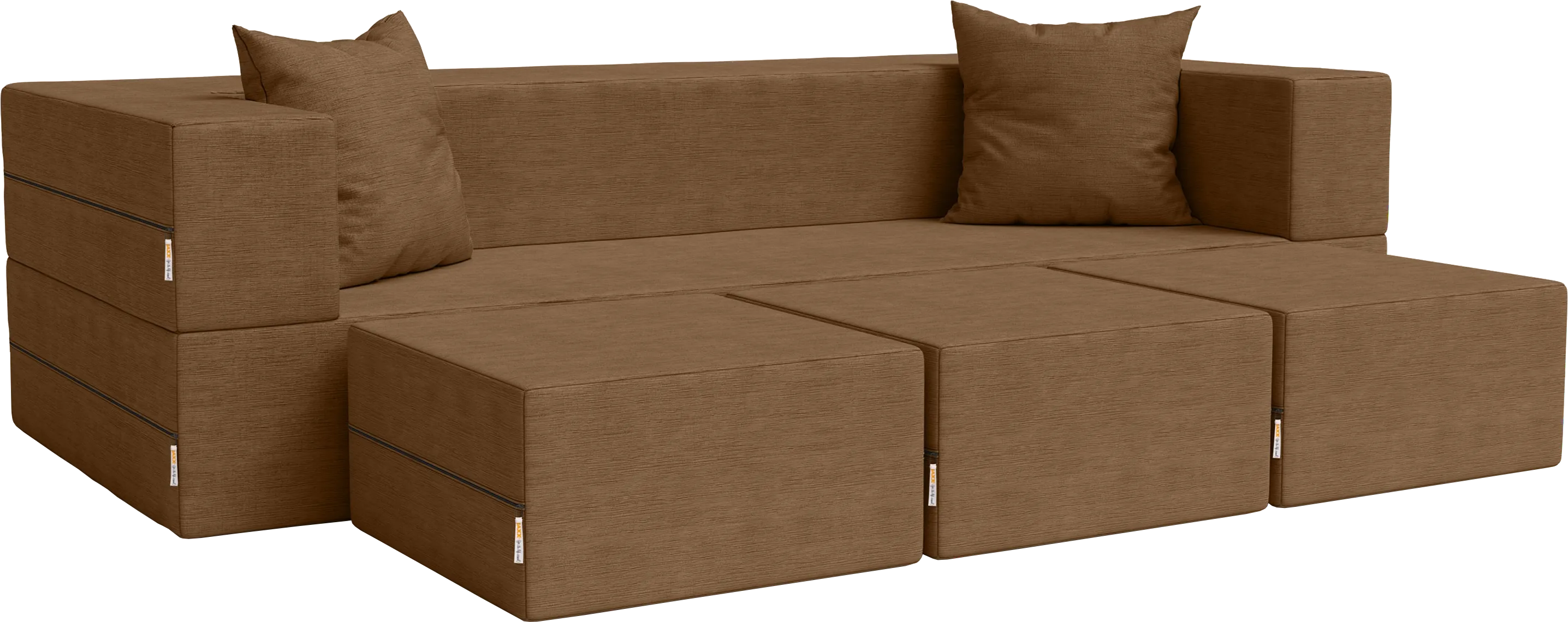 Kids Alfy Brown Sofa & Ottomans, Set of 4 - Thumbnail - Image 1