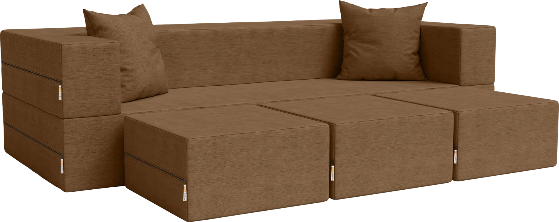 Kids Alfy Brown Sofa & Ottomans, Set of 4 - Image 1