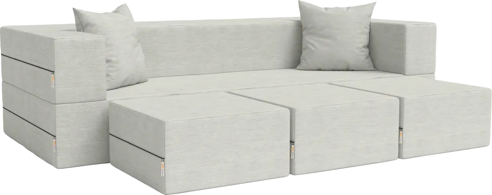 Kids Alfy White Sofa & Ottomans, Set of 4