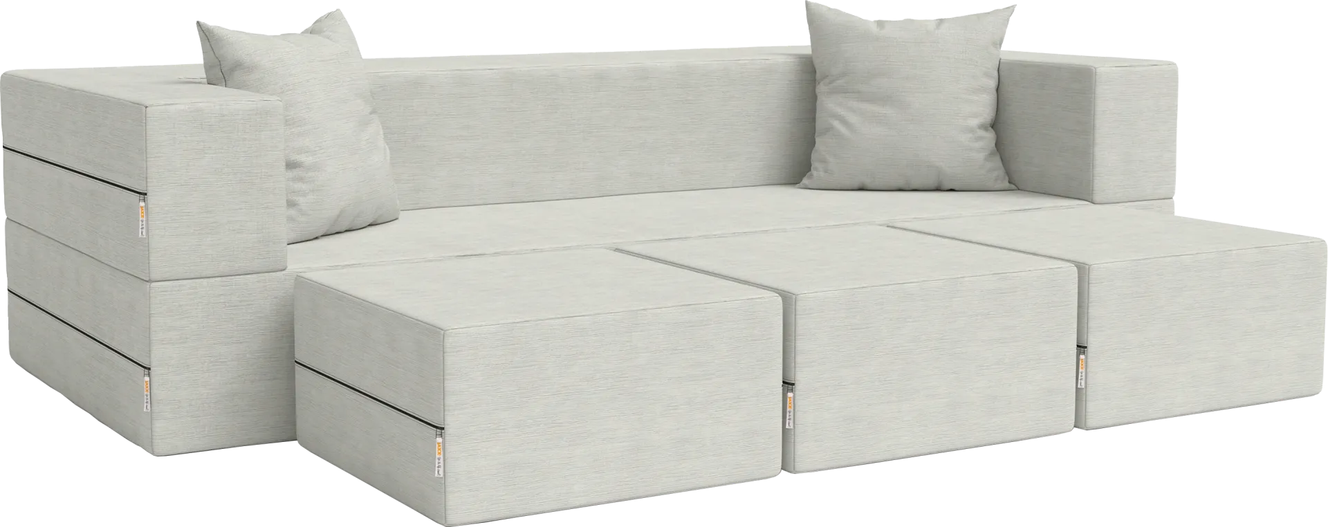 Kids Alfy White Sofa & Ottomans, Set of 4 - Image 1