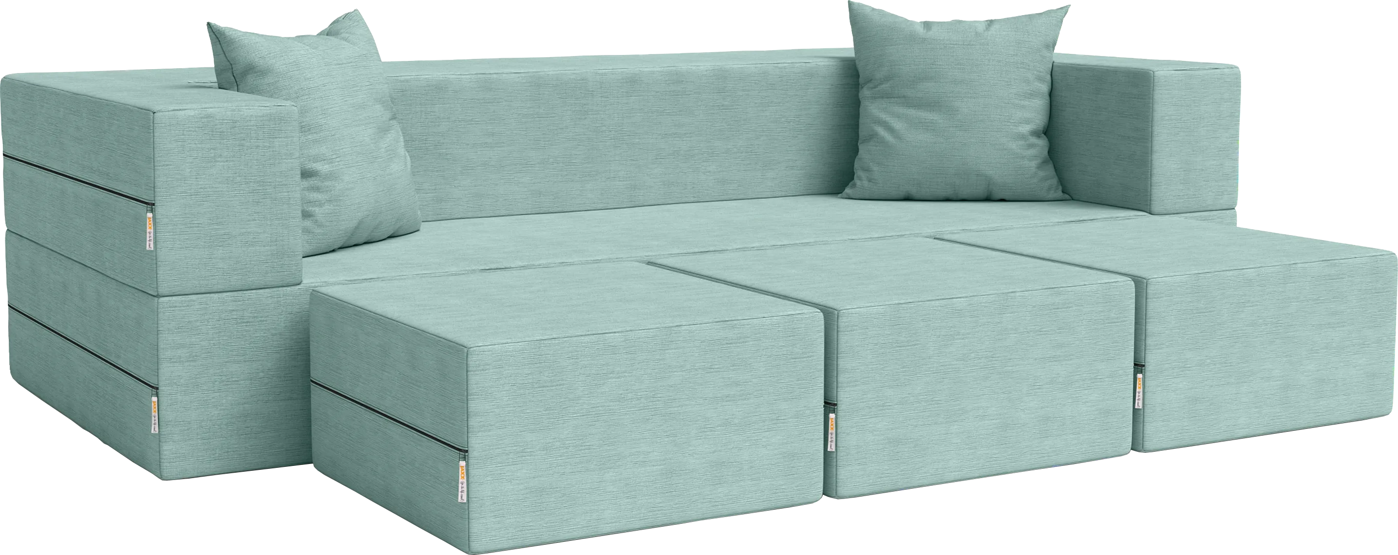 Kids Alfy Blue Sofa & Ottomans, Set of 4 - Thumbnail - Image 1