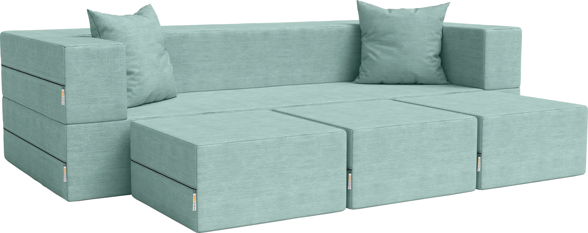 Kids Alfy Blue Sofa & Ottomans, Set of 4 - Image 1