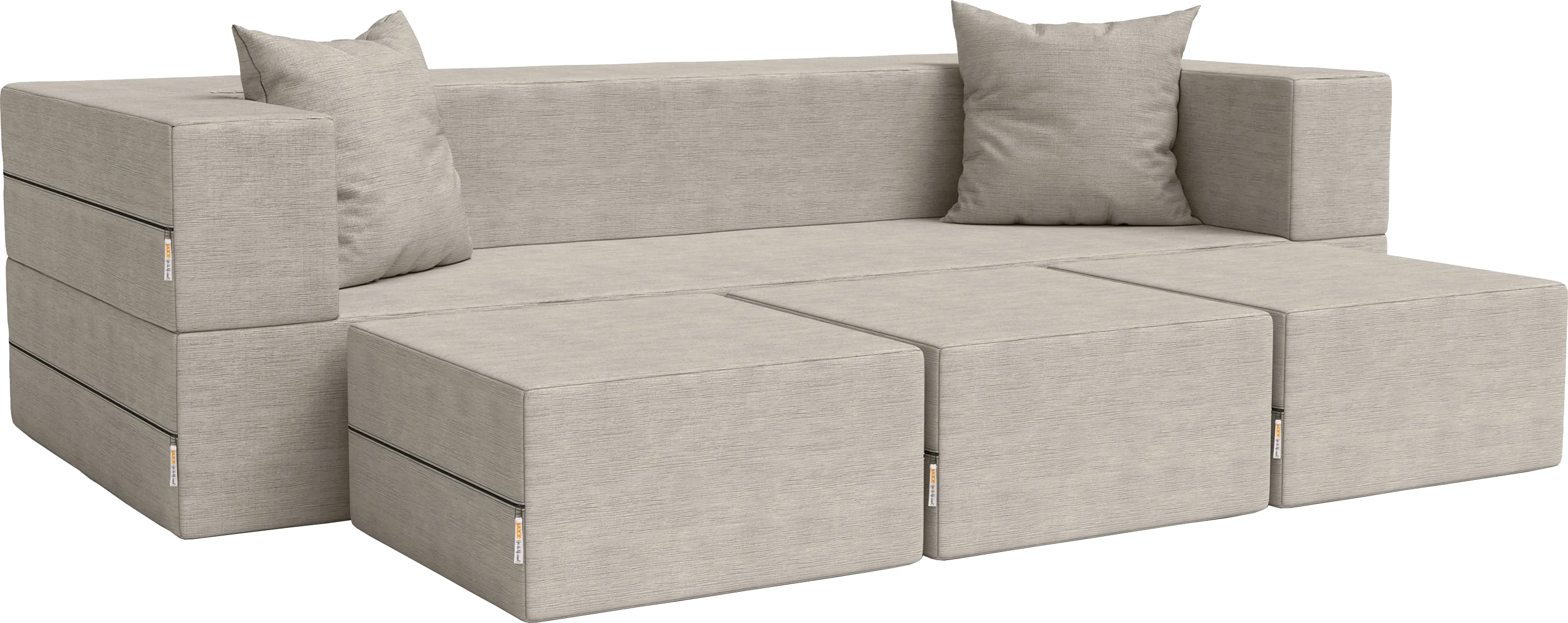 Kids Alfy Dove Gray Sofa & Ottomans, Set of 4 - Thumbnail - Image 1