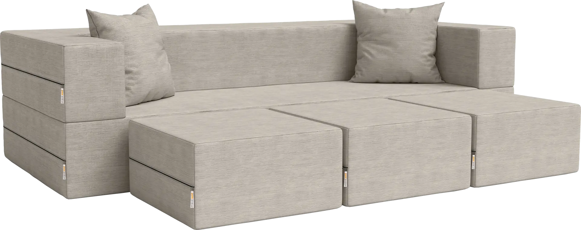 Kids Alfy Dove Gray Sofa & Ottomans, Set of 4