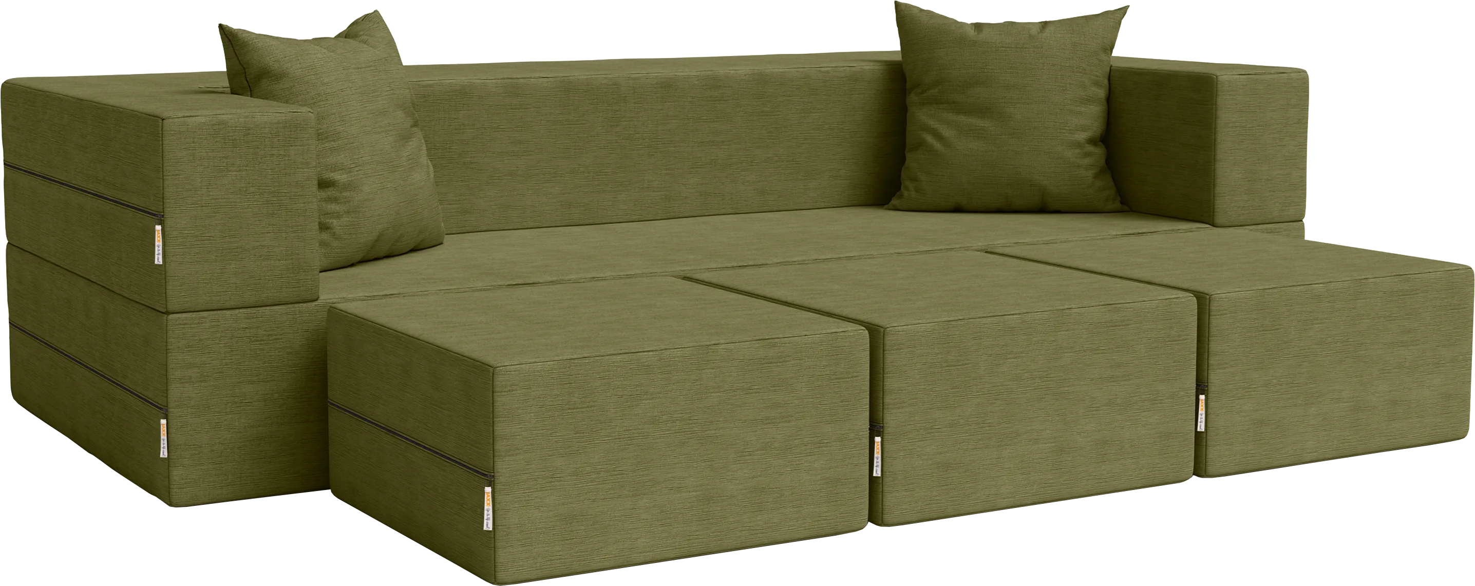Kids Alfy Green Sofa & Ottomans, Set of 4 - Thumbnail - Image 1