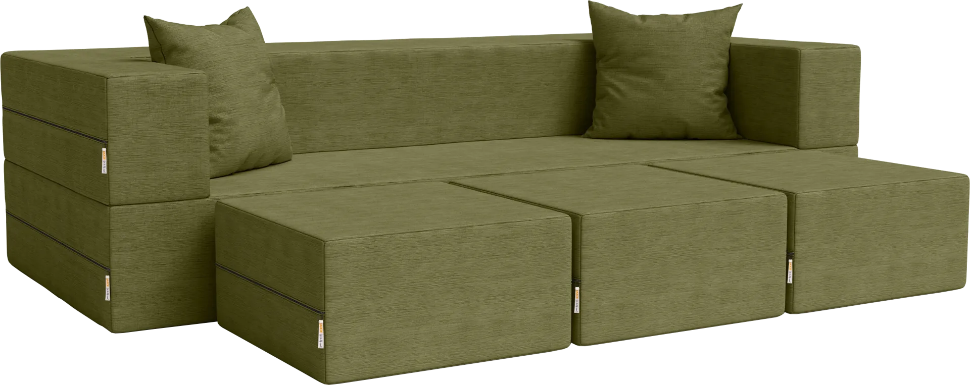 Kids Alfy Green Sofa & Ottomans, Set of 4 - Image 1