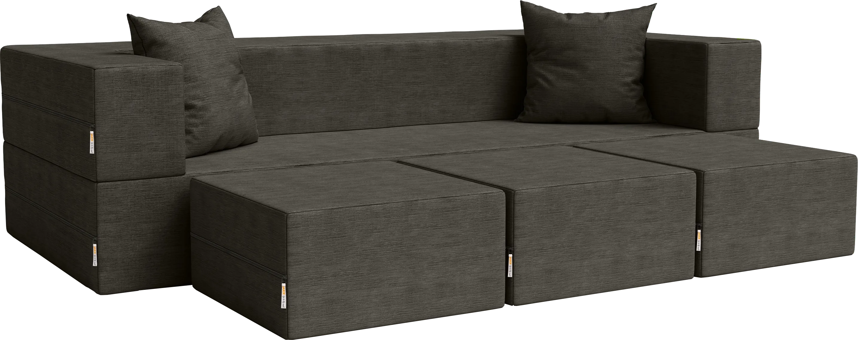 Kids Alfy Charcoal Sofa & Ottoman, Set of 4 - Thumbnail - Image 1