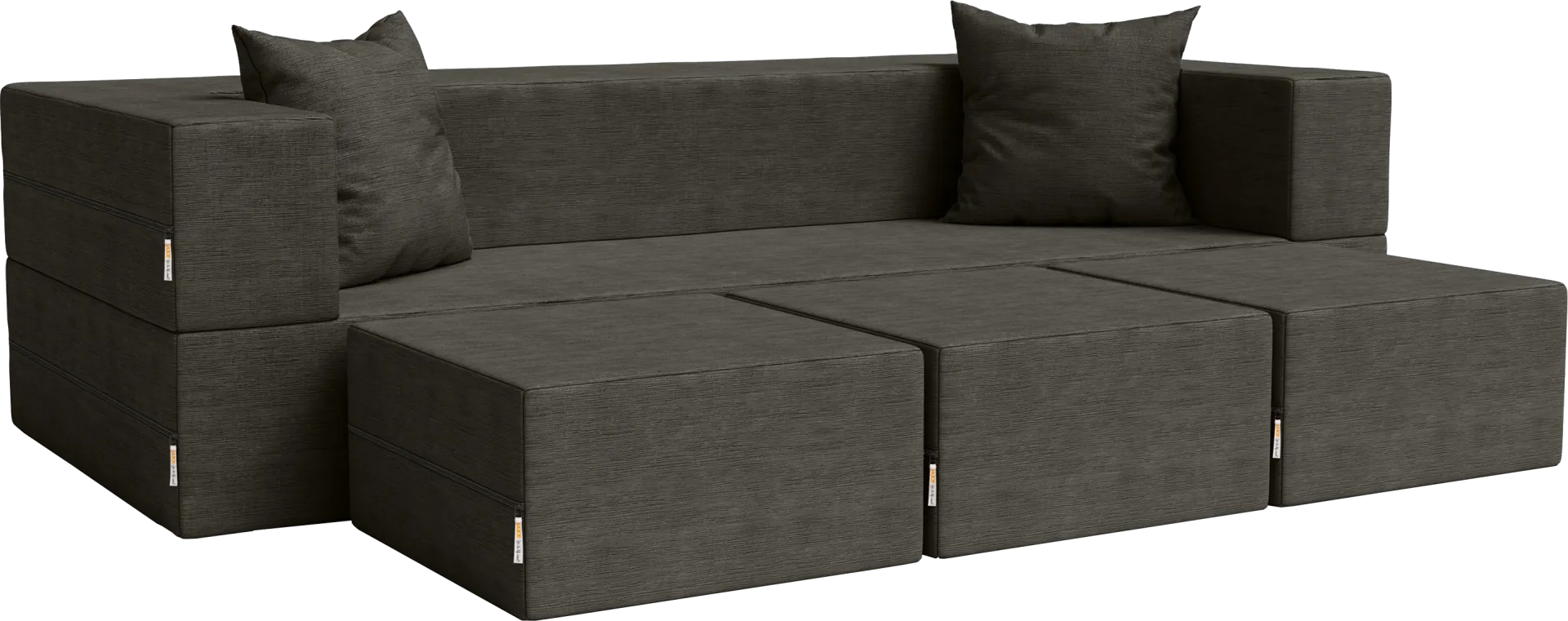 Kids Alfy Charcoal Sofa & Ottoman, Set of 4