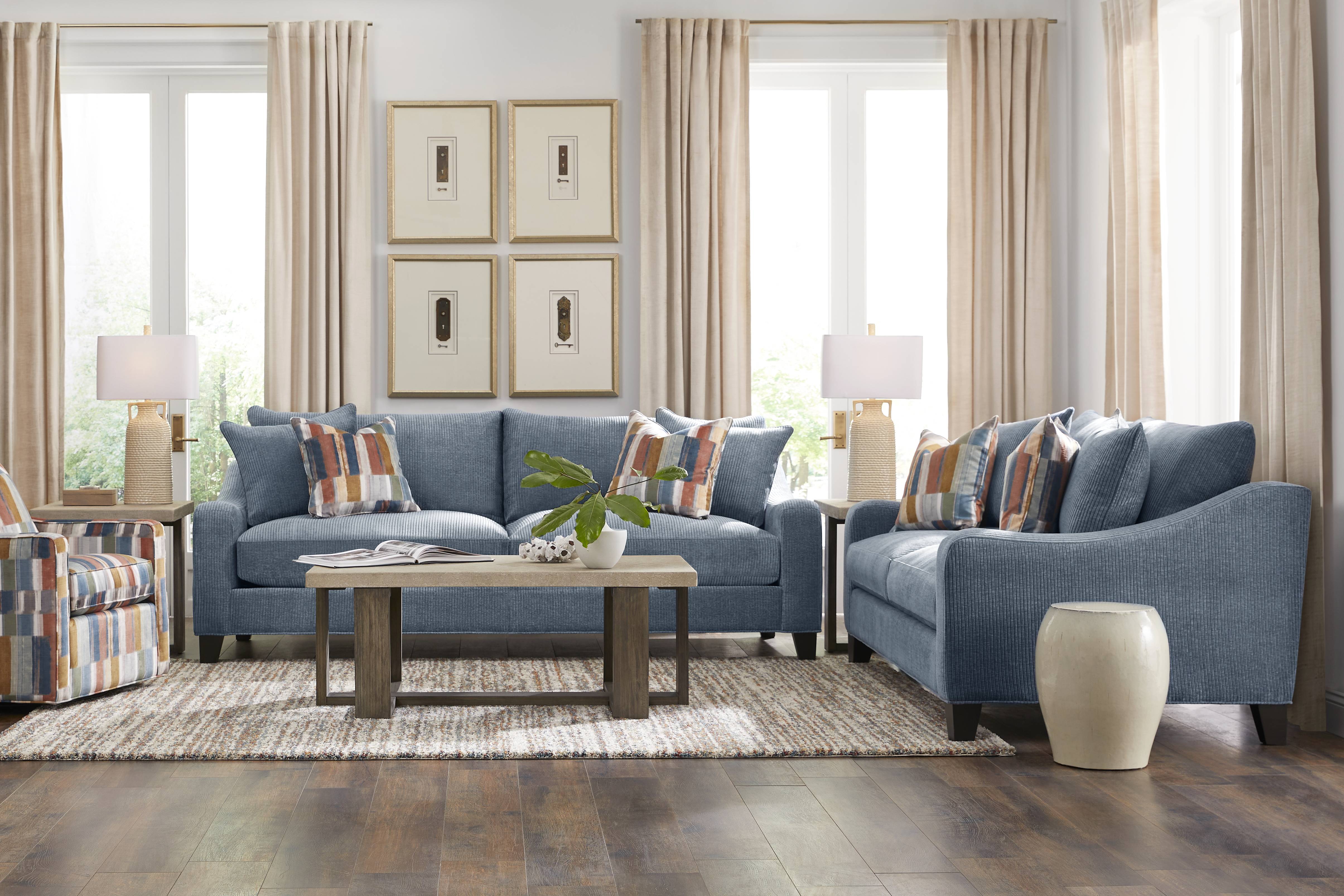 Cambria Blue 7 Pc Living Room - Thumbnail - Image 1