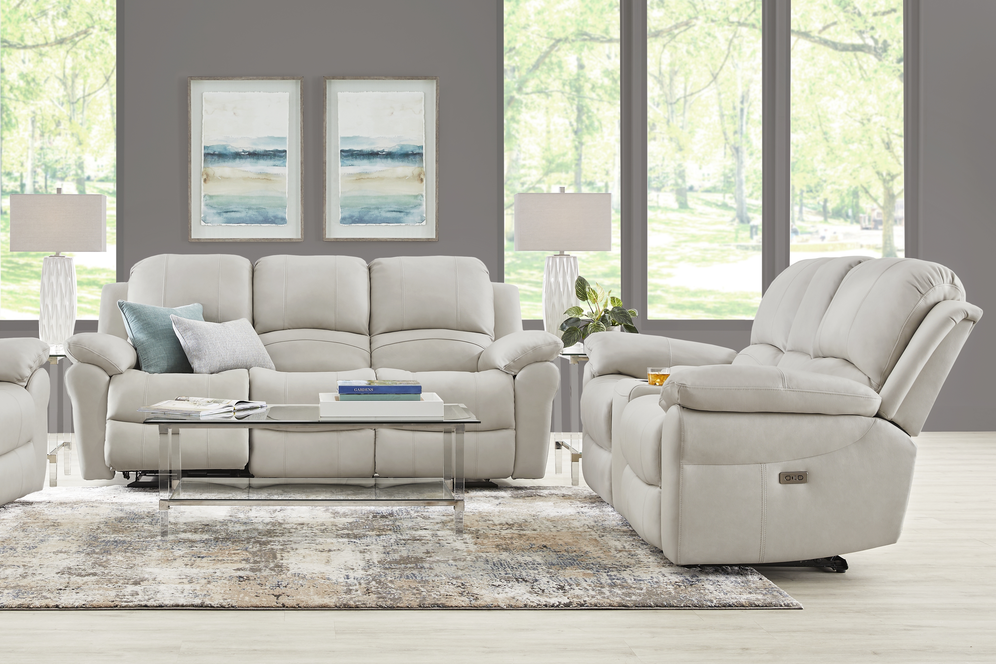 Vercelli Way Stone Leather Power Reclining Sofa