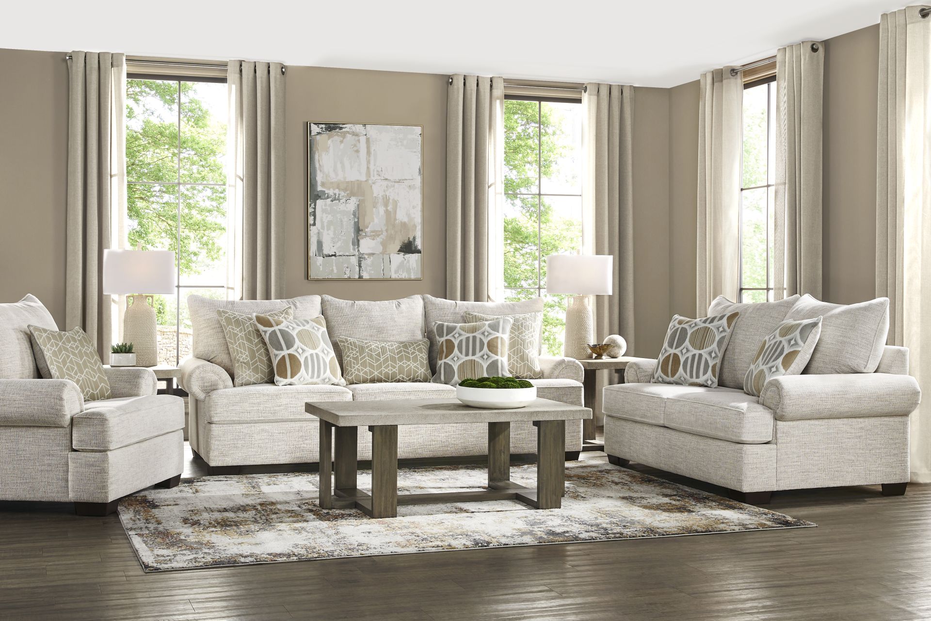 Reyna Point Ivory 8 Pc Living Room with Sleeper Sofa - Image 1