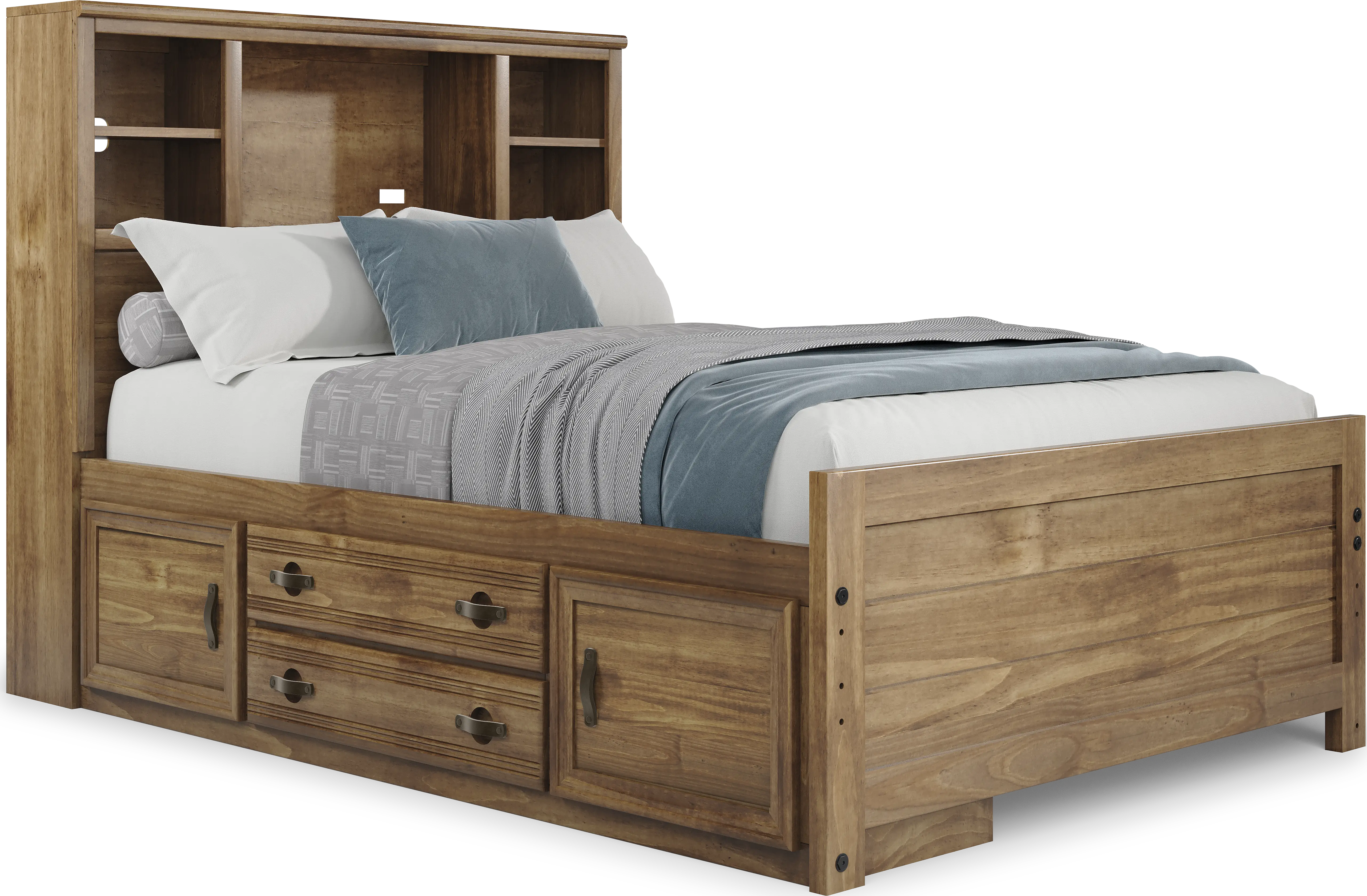 Kids Creekside 2.0 Chestnut Full Bookcase Bed with Storage Side Rail - Thumbnail - Image 1