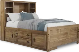 full bookcase bed w storage rail