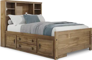 full bookcase bed w storage rail