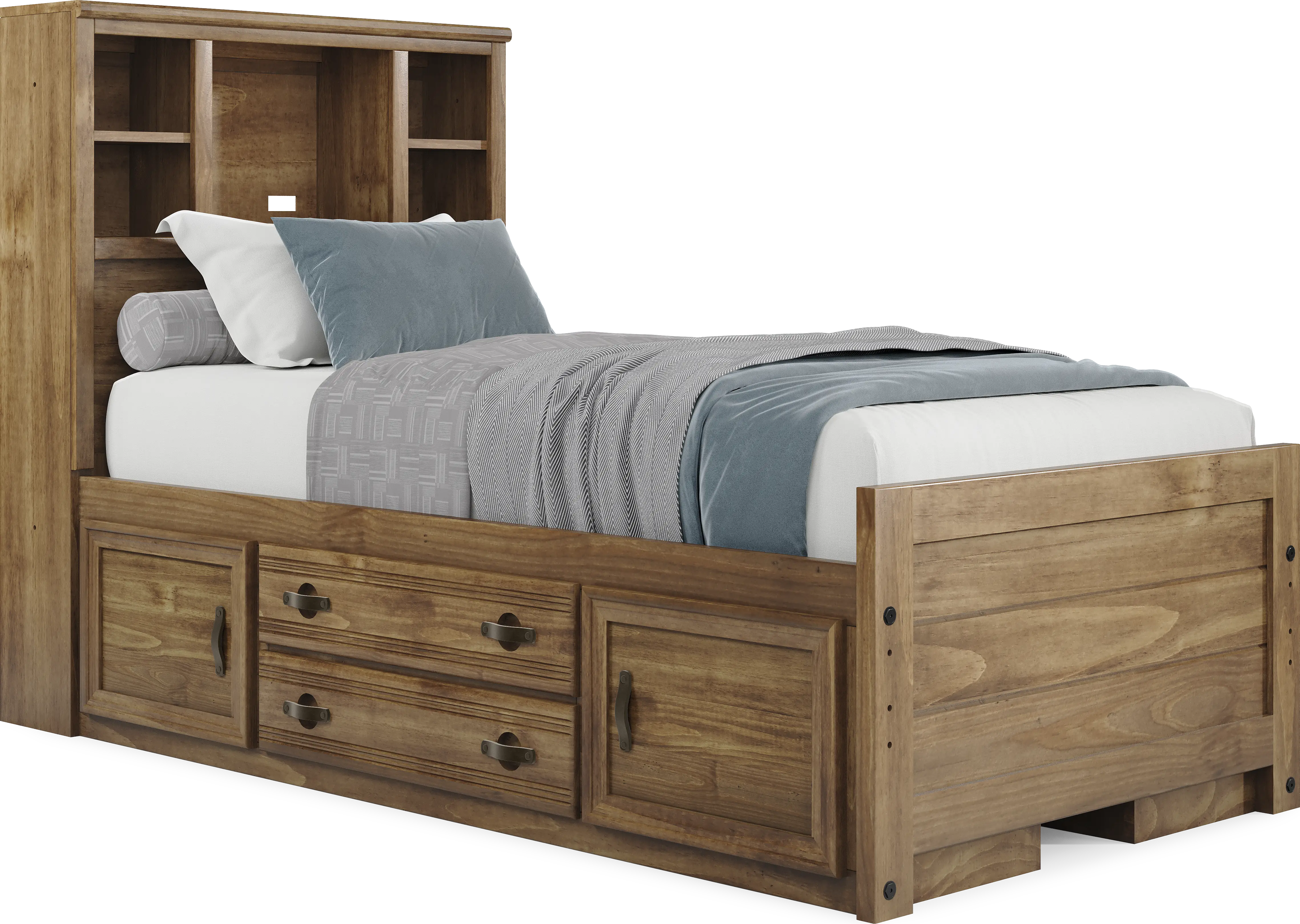 Kids Creekside 2.0 Chestnut Twin Bookcase Bedroom with 2 Storage Side Rails - Thumbnail - Image 3