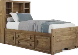 twin bookcase bed w 2 storage rails
