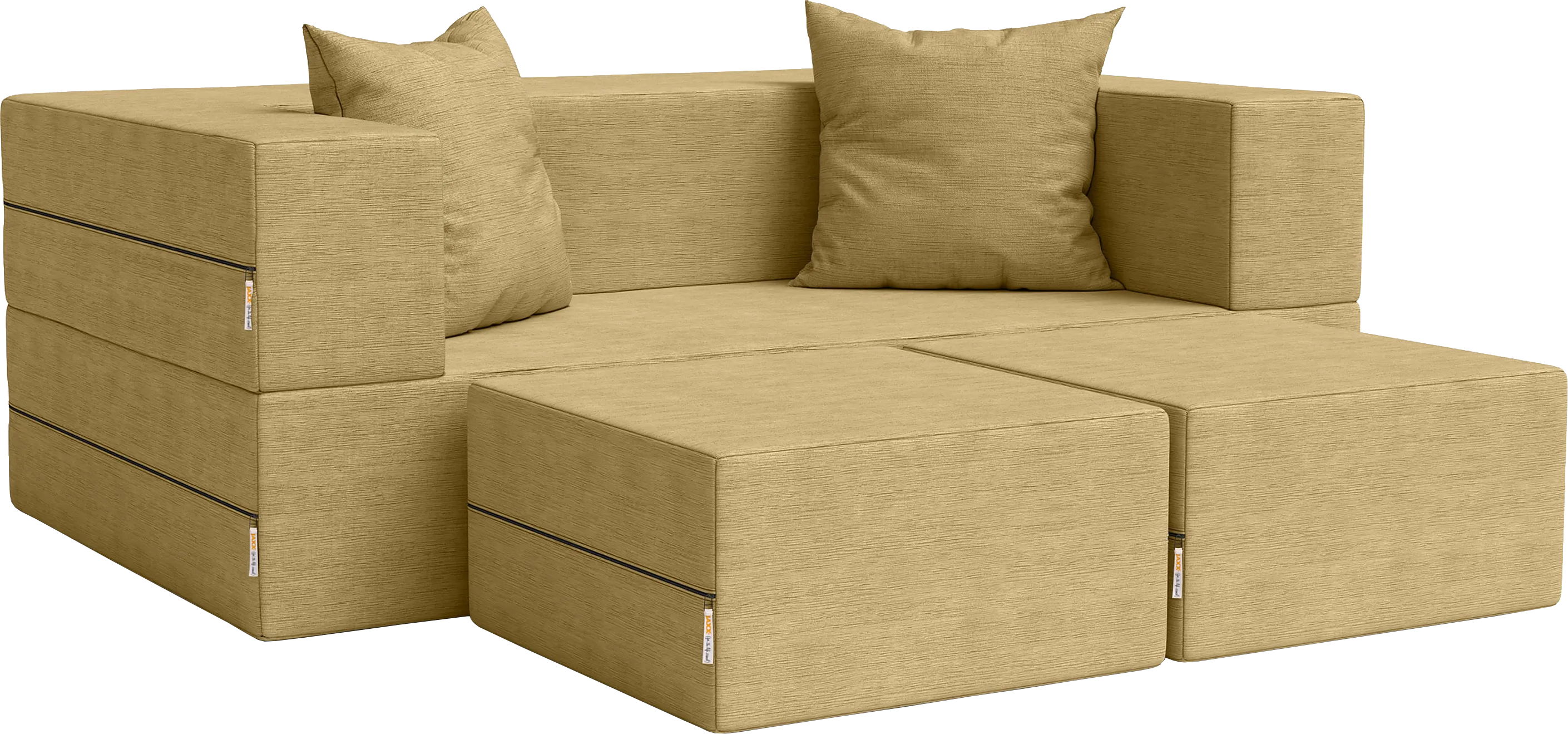 Kids Alfy Camel Loveseat and Ottomans, Set of 3 - Thumbnail - Image 1