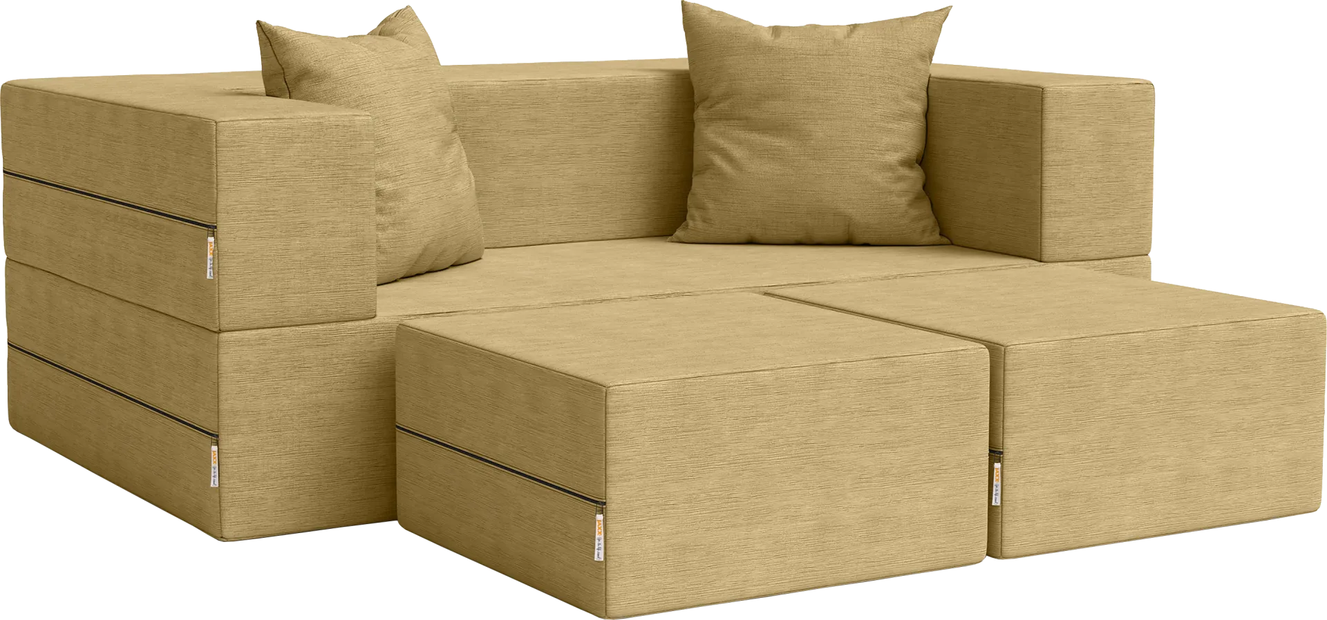 Kids Alfy Camel Loveseat and Ottomans, Set of 3 - Image 1