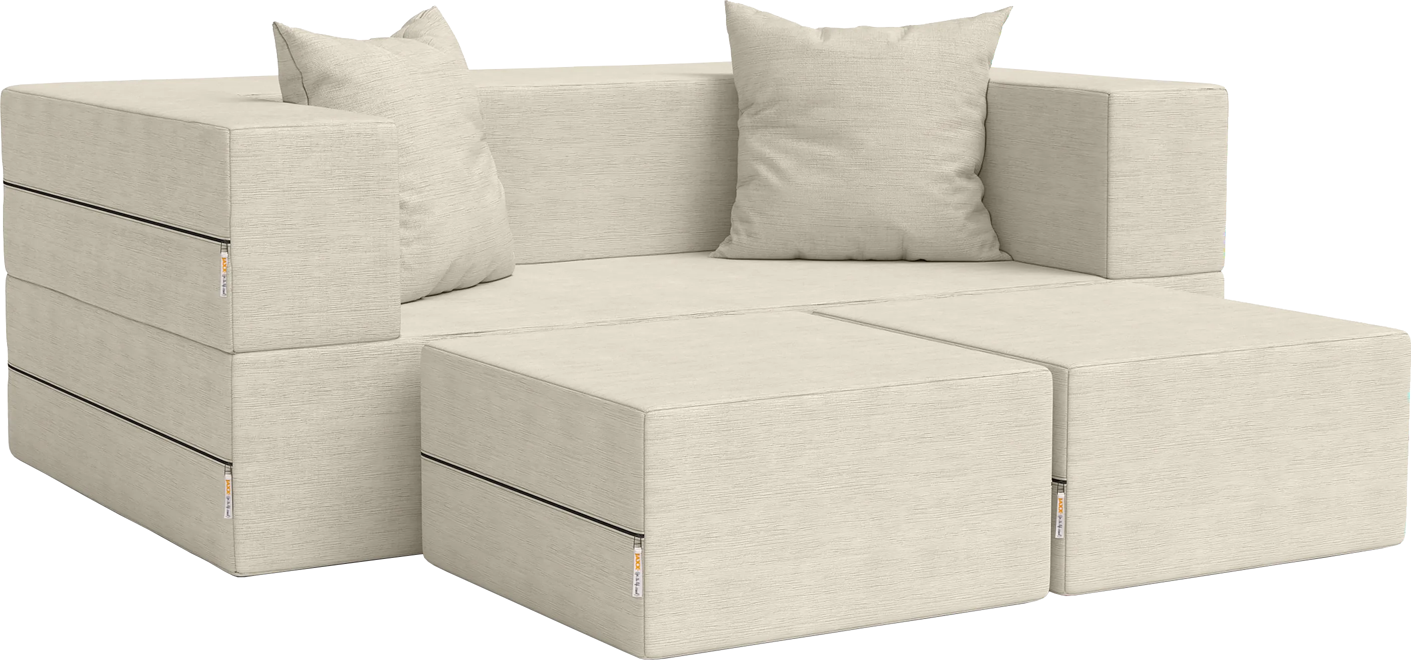 Kids Alfy Ivory Loveseat & Ottomans, Set of 3 - Thumbnail - Image 1