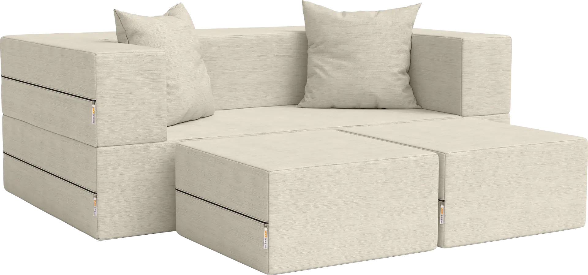 Kids Alfy Ivory Loveseat & Ottomans, Set of 3