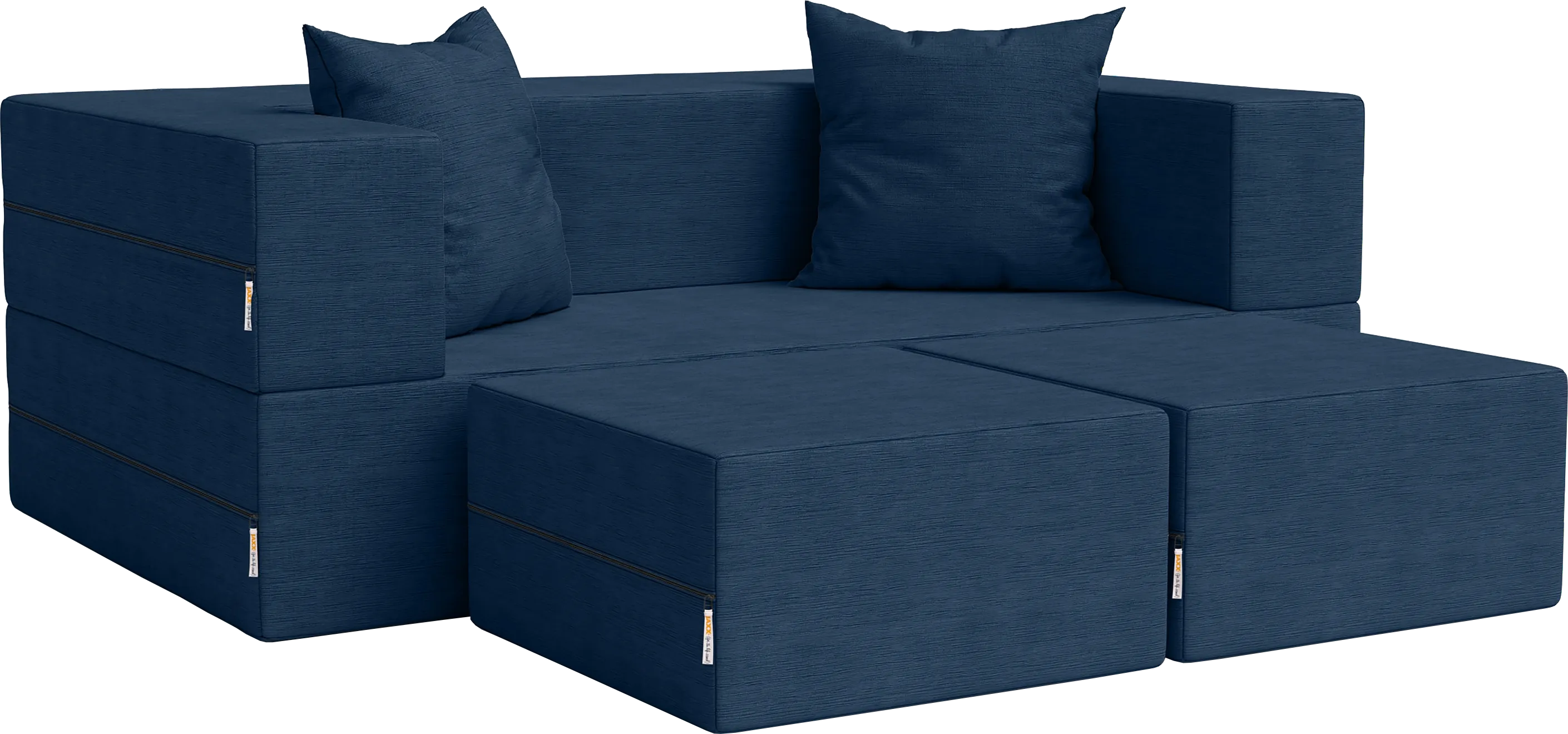 Kids Alfy Indigo Loveseat & Ottomans, Set of 3 - Thumbnail - Image 1