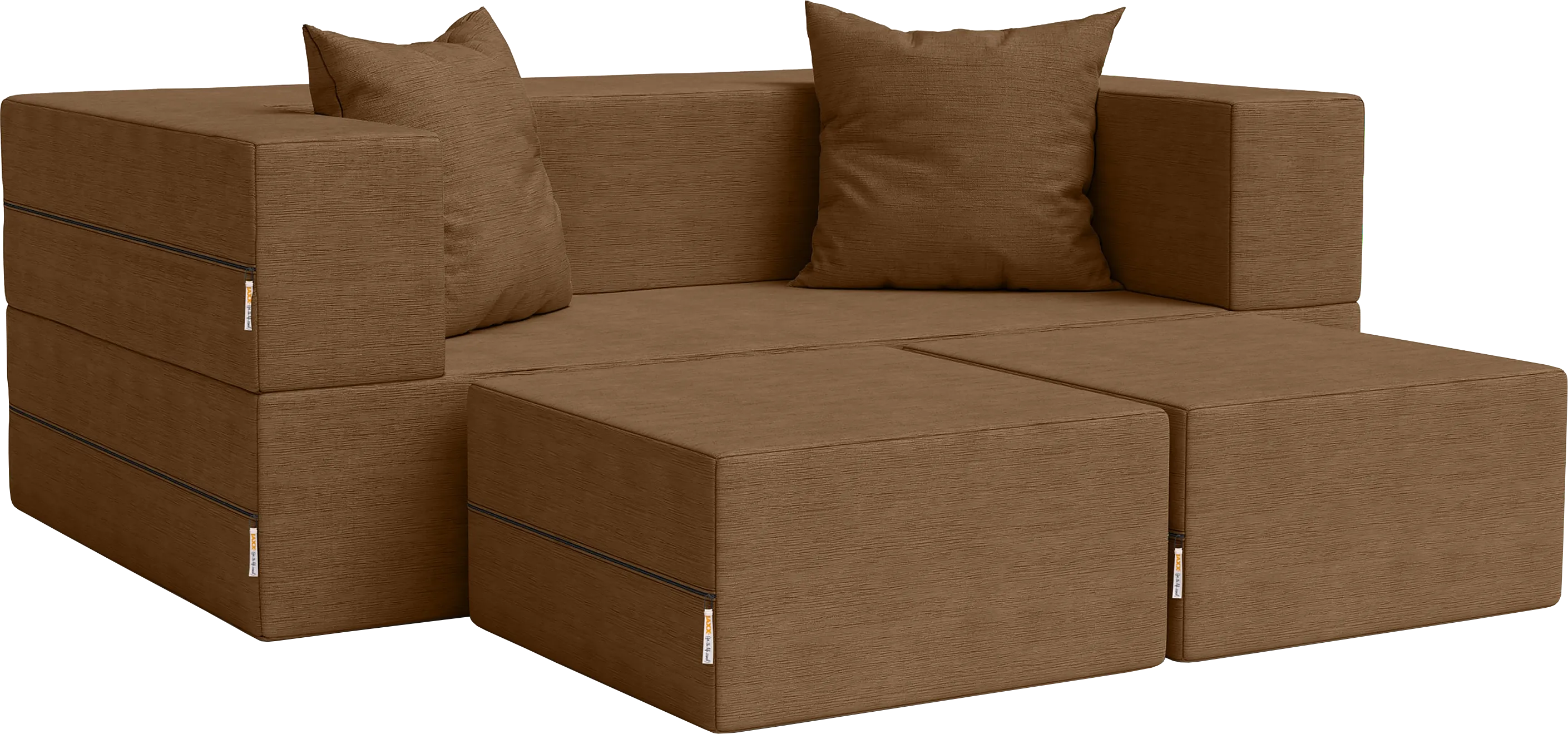 Kids Alfy Brown Loveseat & Ottomans, Set of 3 - Thumbnail - Image 1