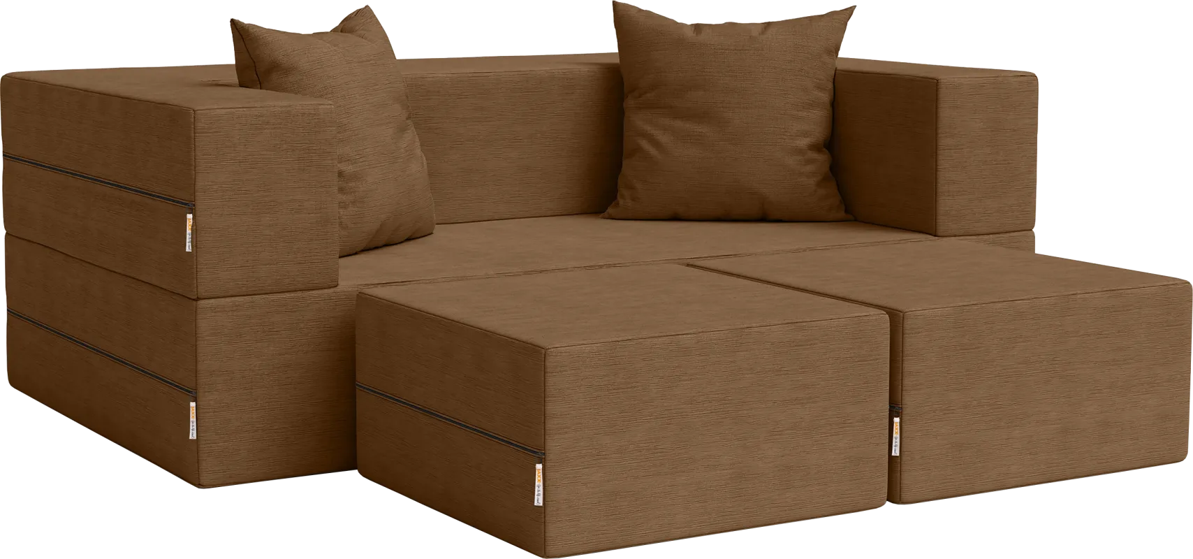 Kids Alfy Brown Loveseat & Ottomans, Set of 3