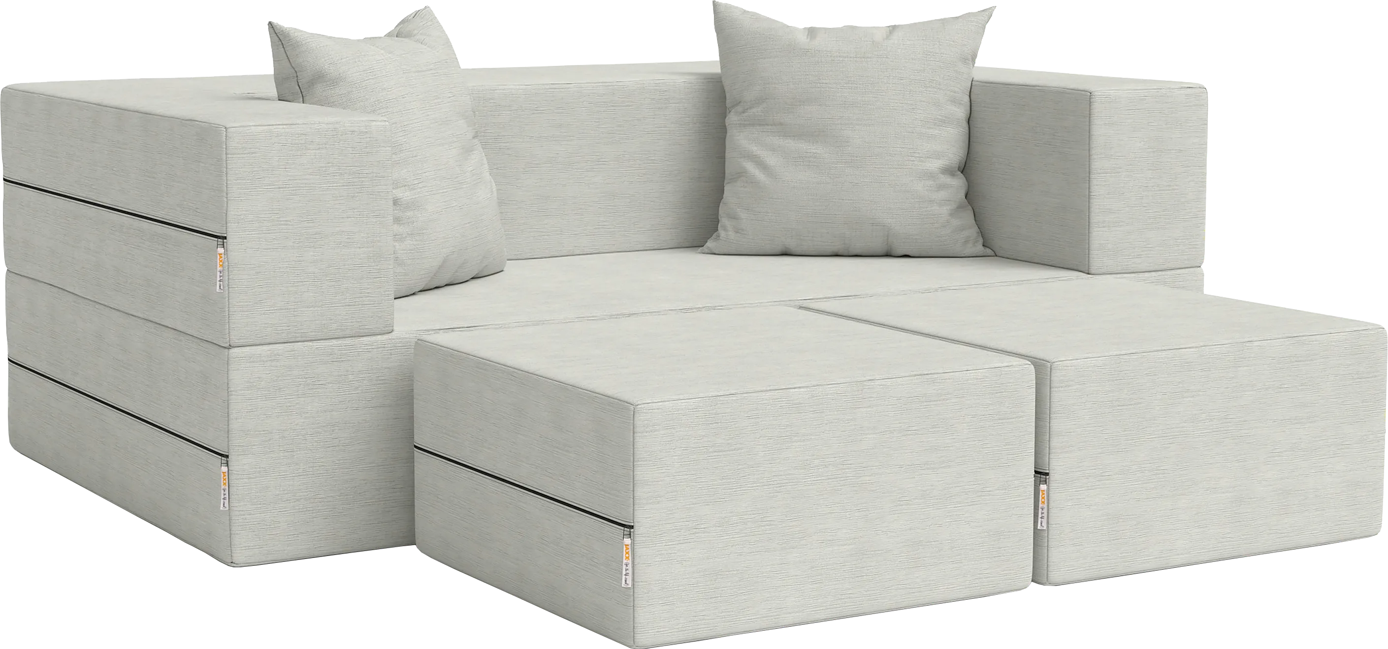 Kids Alfy White Loveseat & Ottomans, Set of 3 - Thumbnail - Image 1