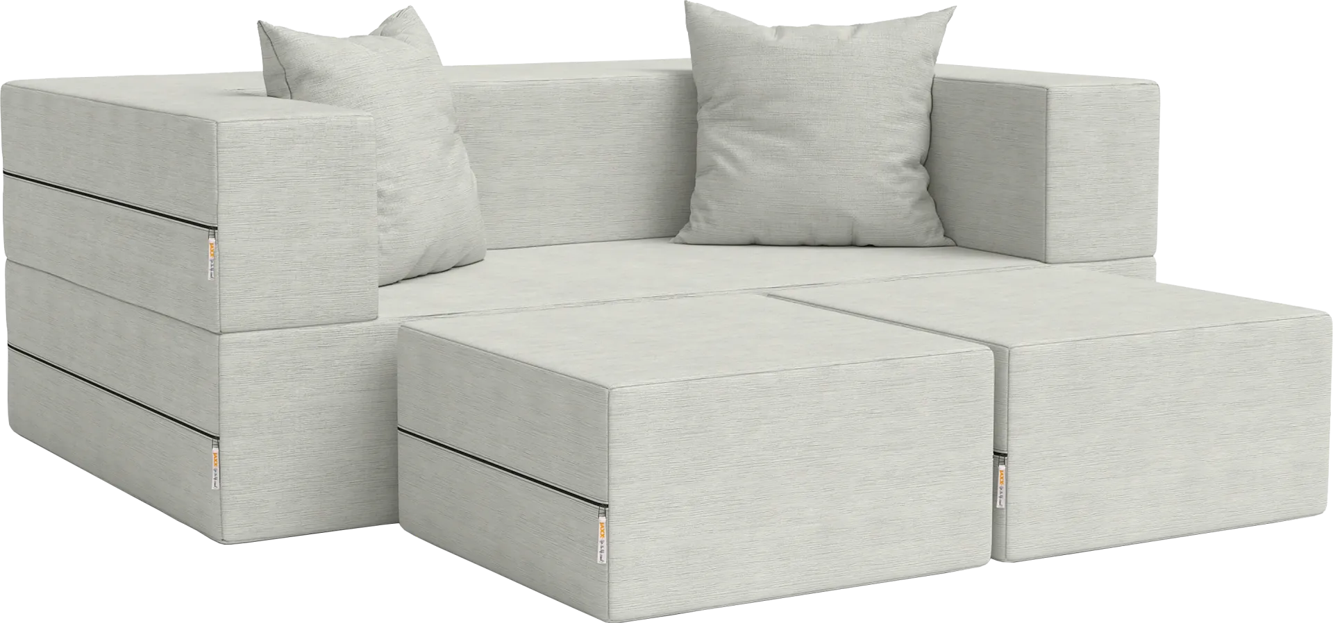 Kids Alfy White Loveseat & Ottomans, Set of 3 - Image 1