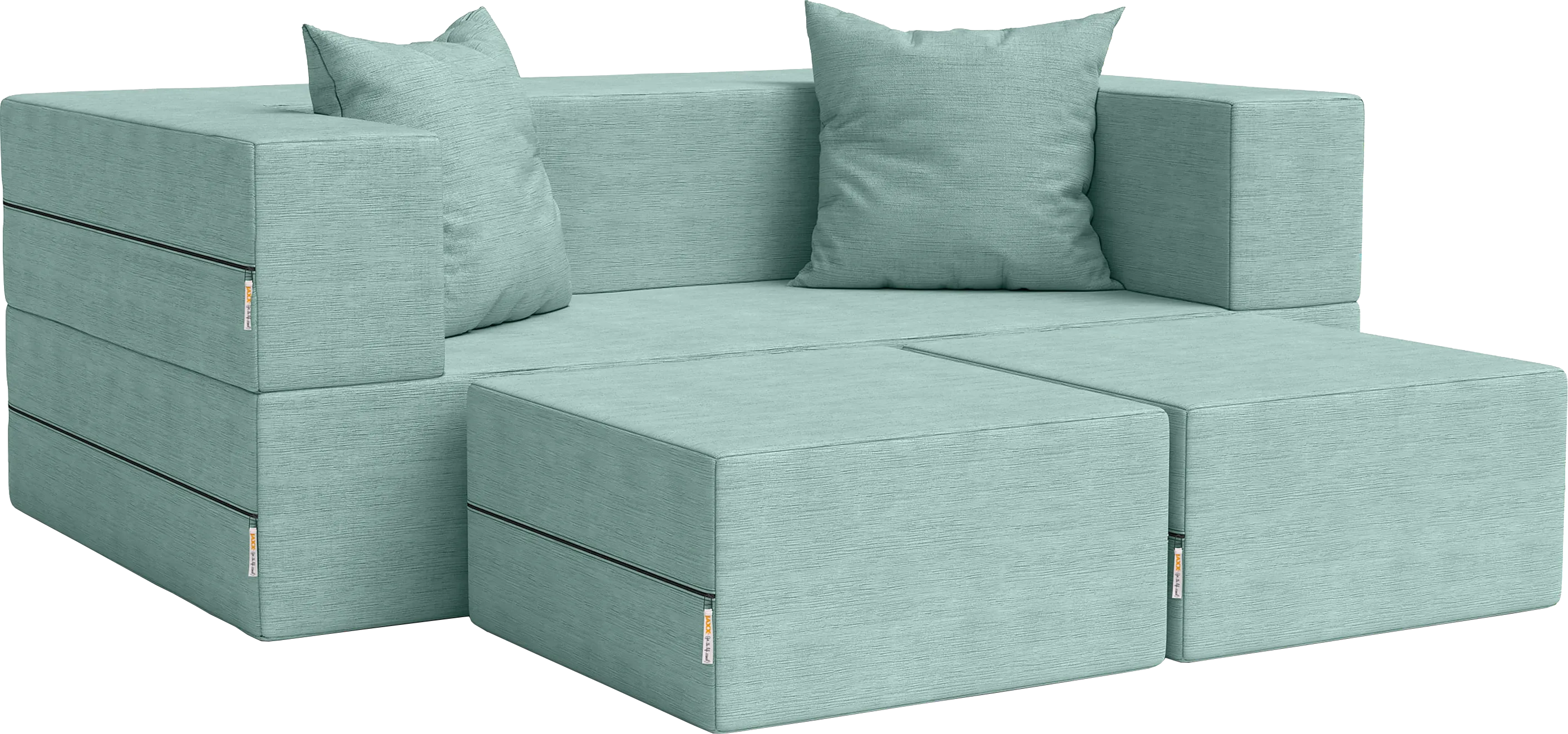 Kids Alfy Blue Loveseat & Ottomans, Set of 2 - Thumbnail - Image 1