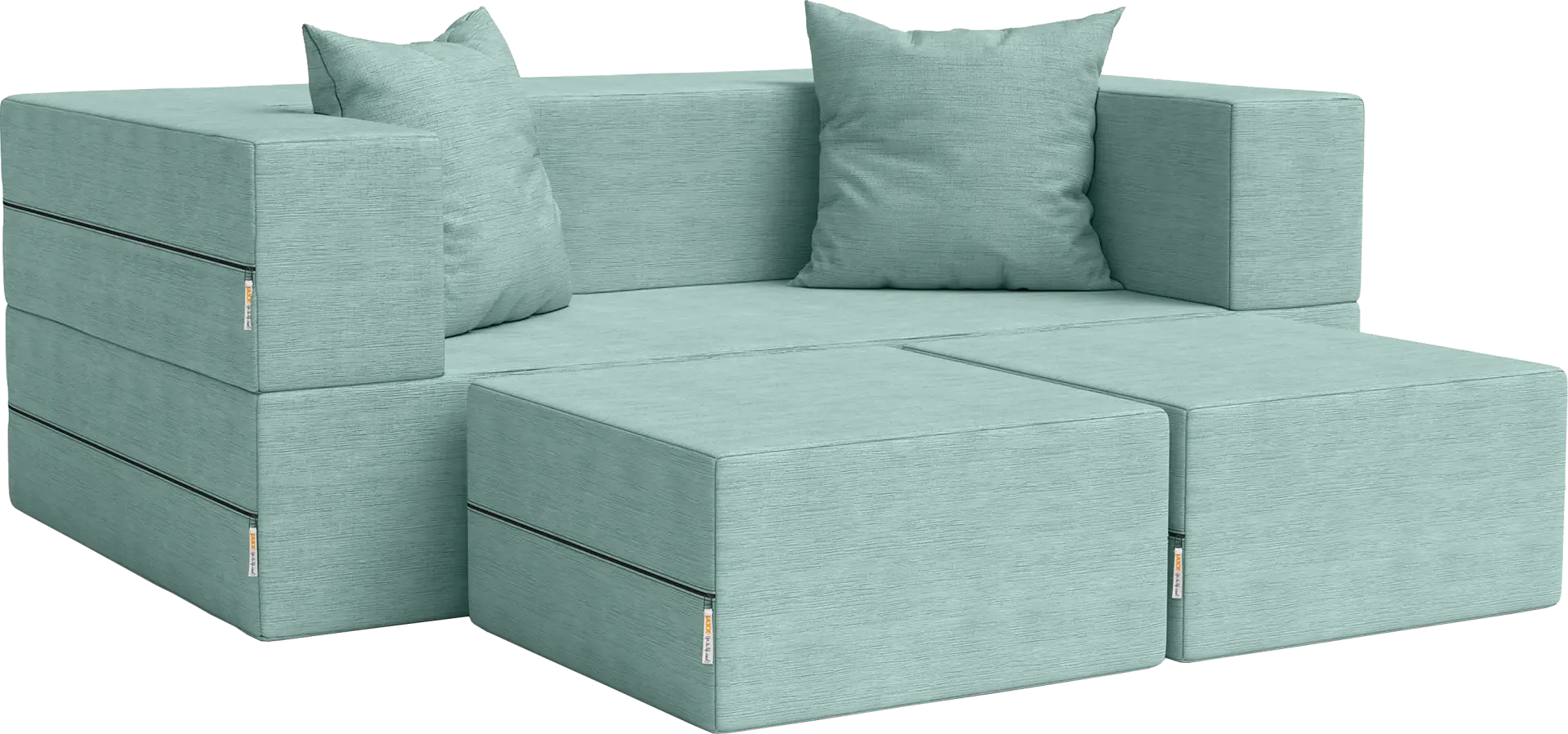 Kids Alfy Blue Loveseat & Ottomans, Set of 2