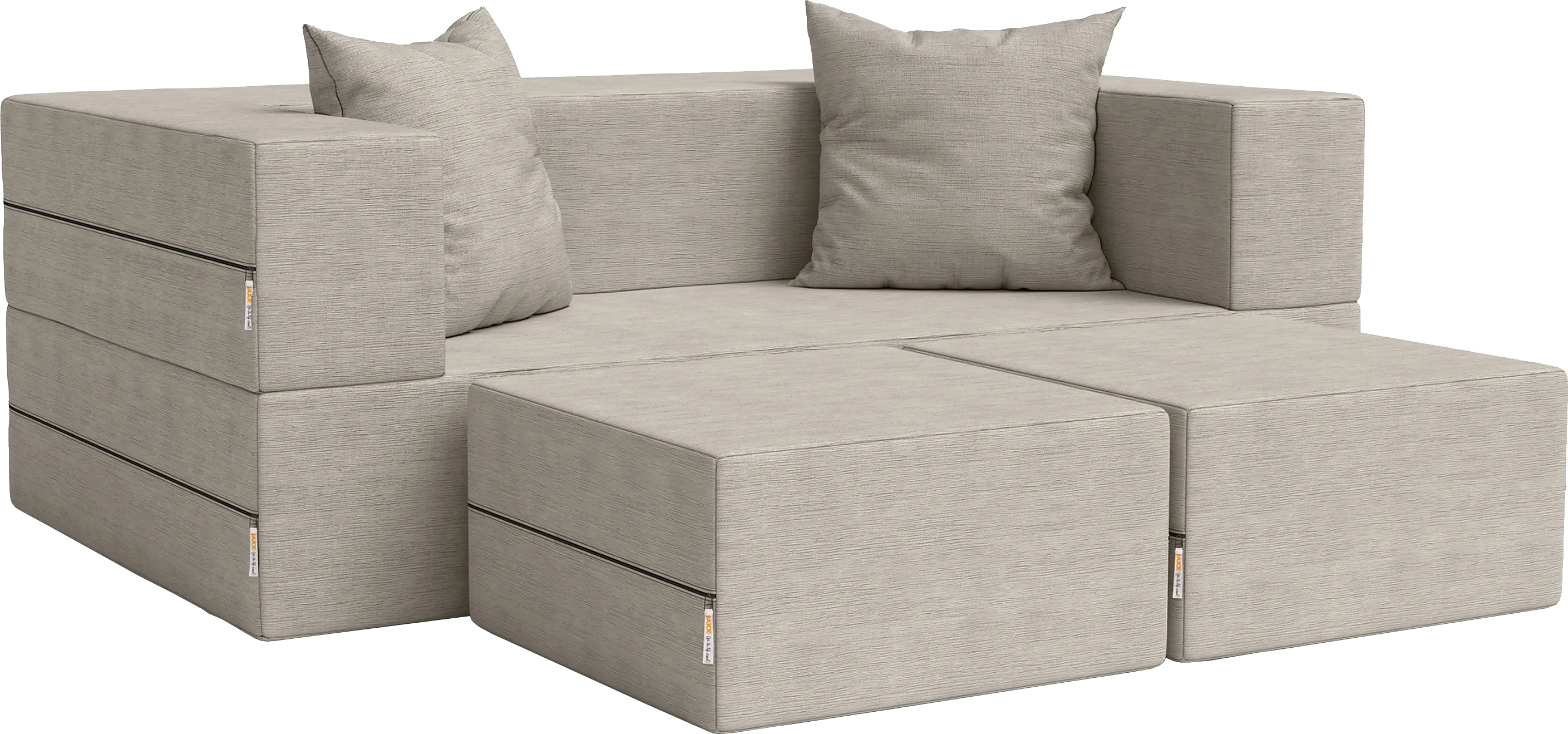 Kids Alfy Dove Gray Loveseat & Ottomans, Set of 3 - Thumbnail - Image 1