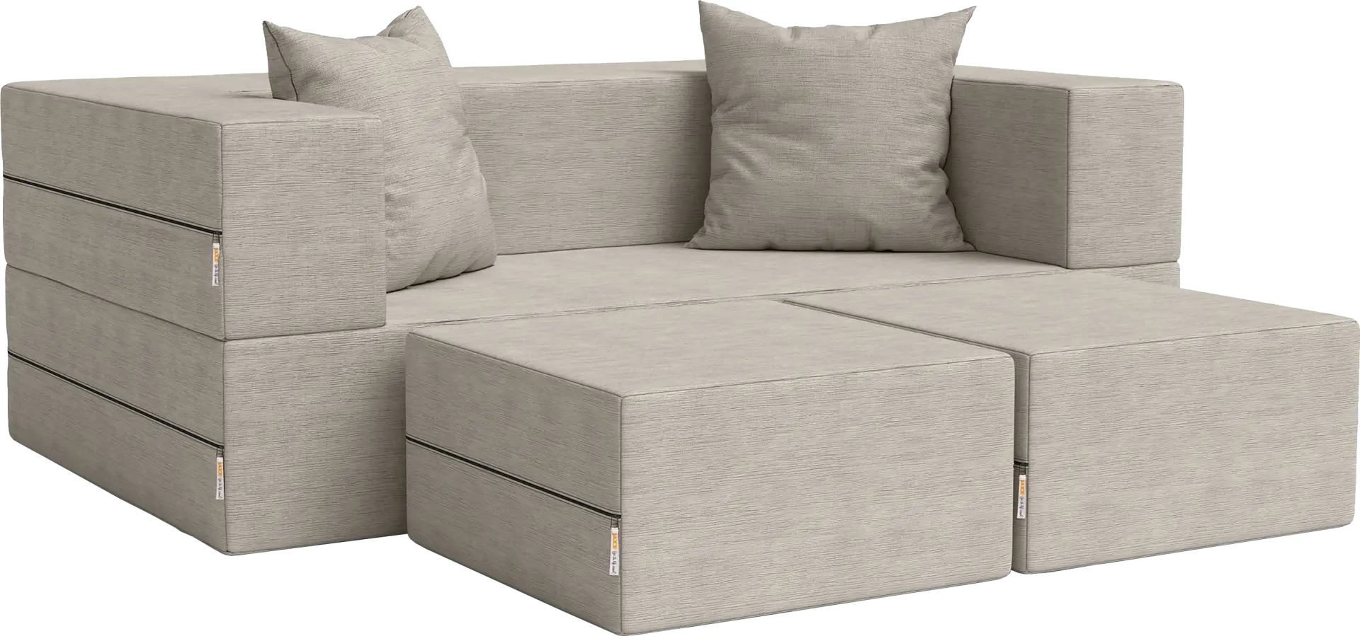 Kids Alfy Dove Gray Loveseat & Ottomans, Set of 3