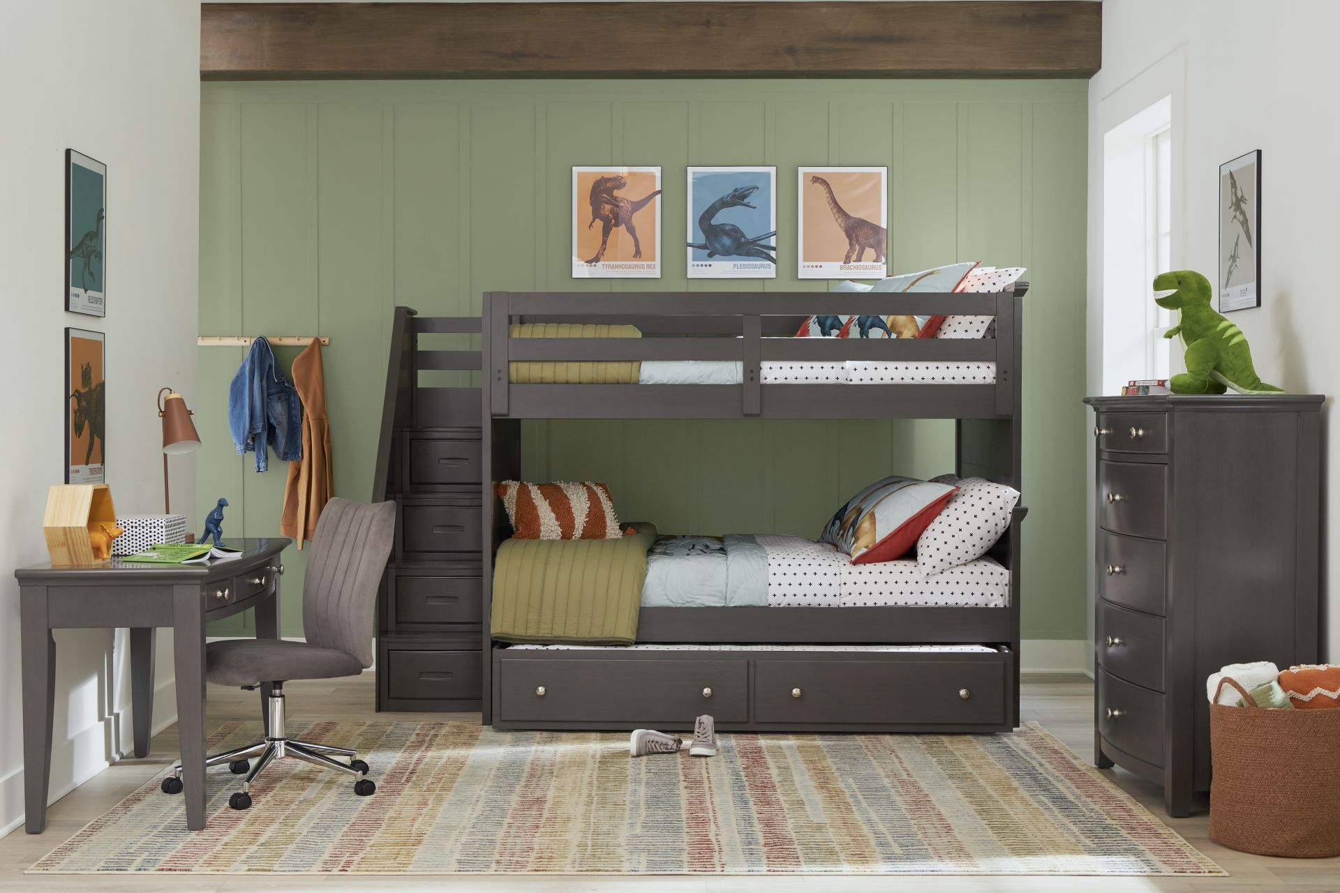 Kids Santa Cruz Gray Full/Full Step Bunk Bedroom - Image 1