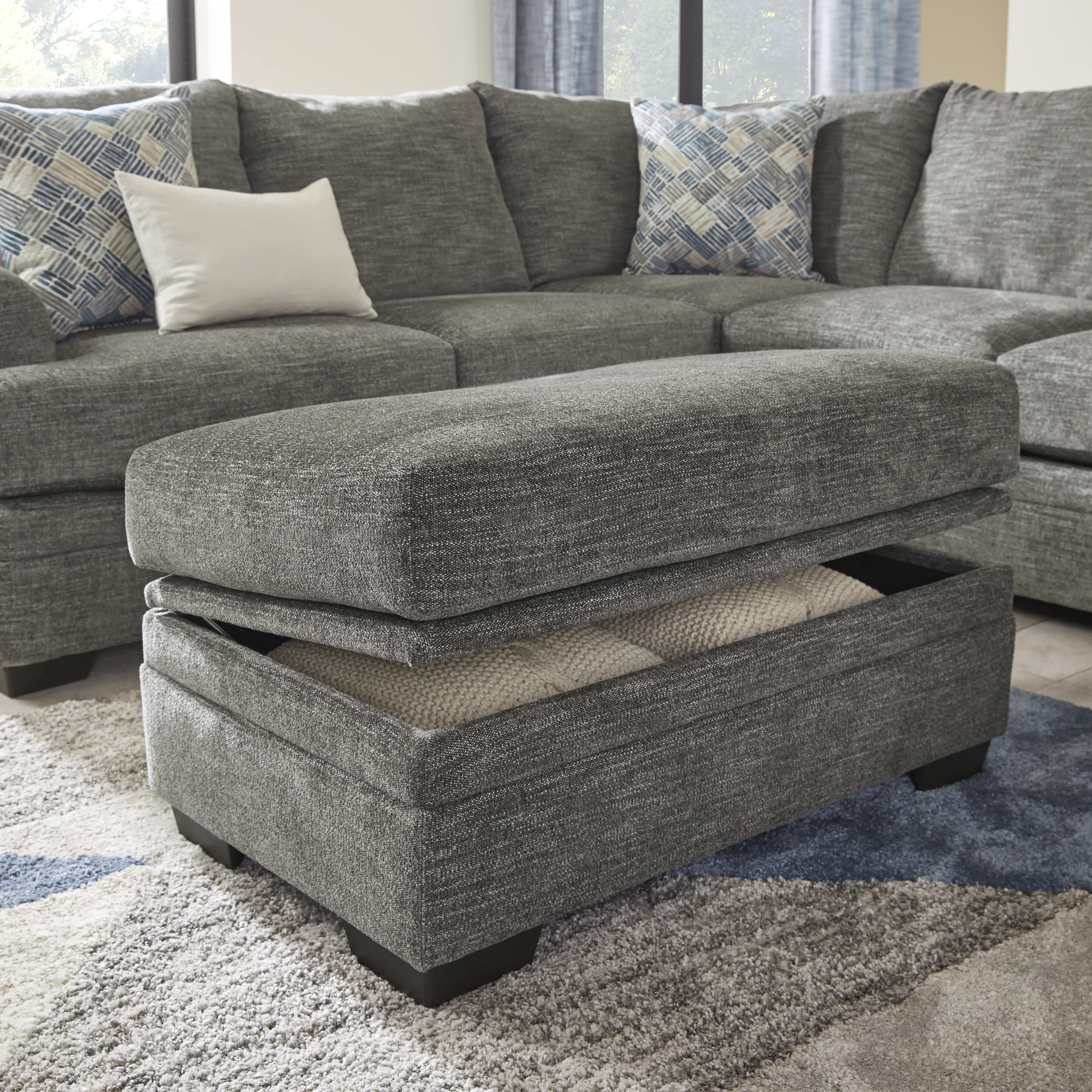 Copley Court Pewter Storage Ottoman - Thumbnail - Image 3