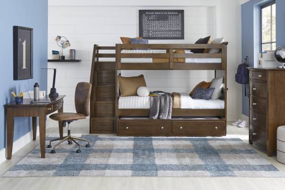Kids Santa Cruz Brown Cherry Twin/Twin Step Bunk Bed