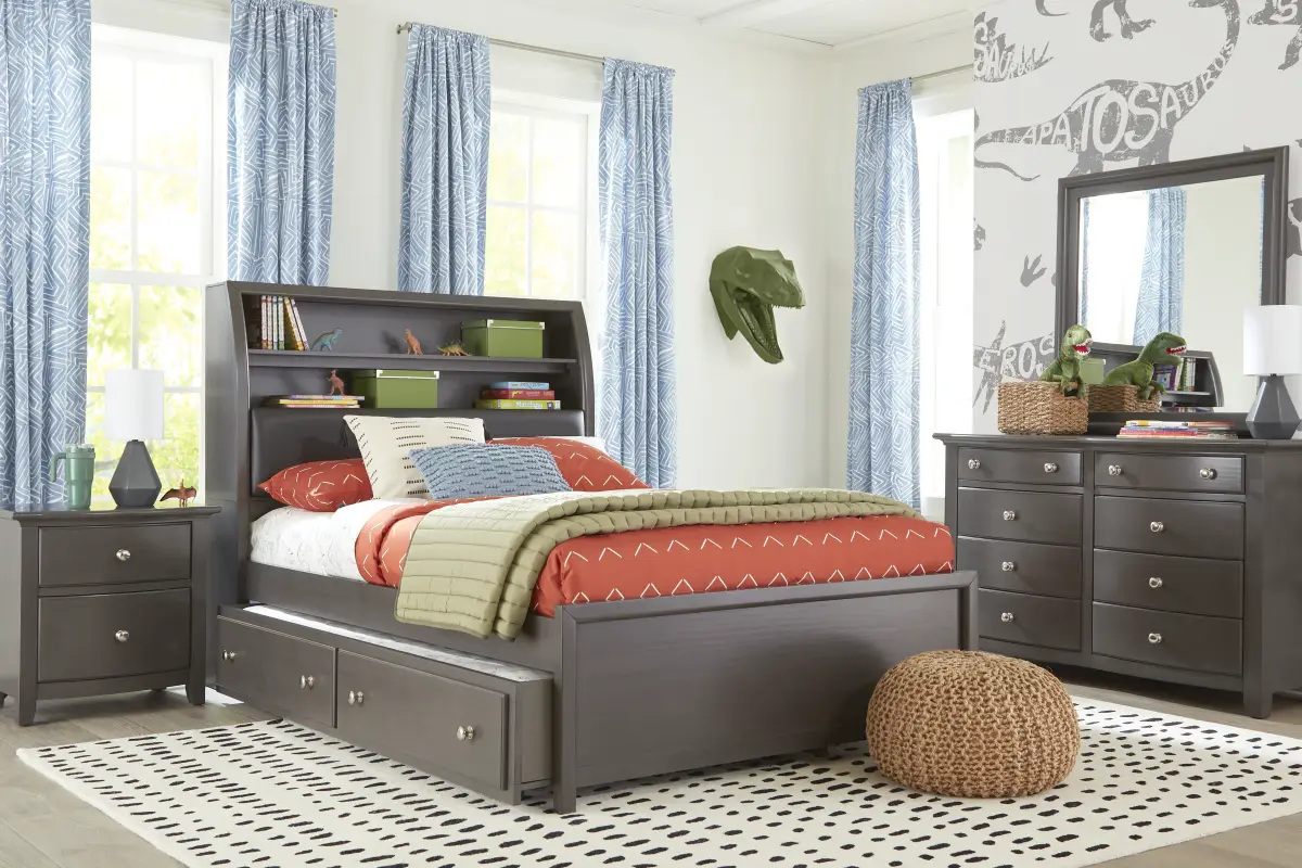 Kids Santa Cruz Gray Full Bookcase Bed
